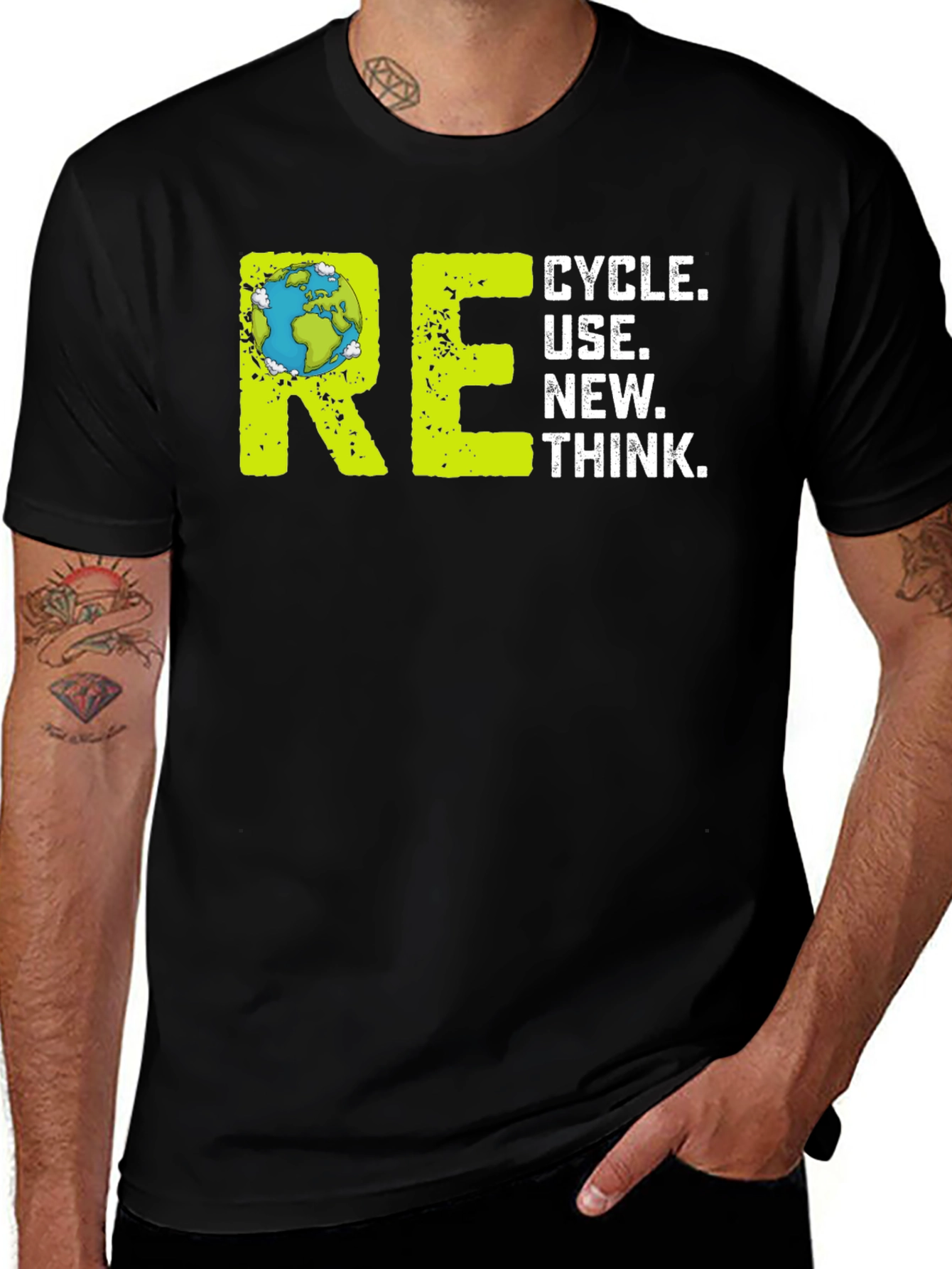 Variant 29 of Eco-Friendly 'Reuse' Graphic Tee - Black
