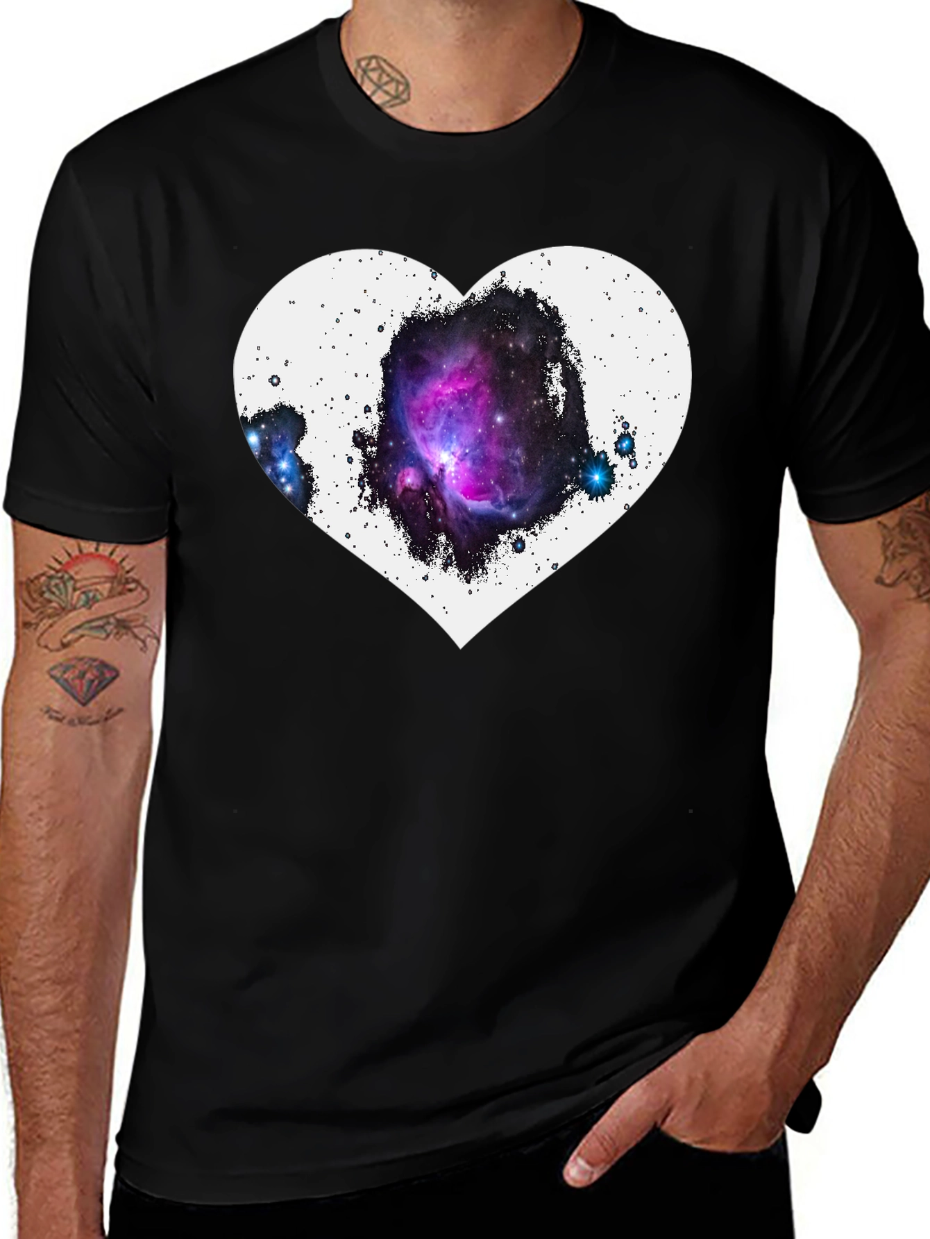 Variant 18 of Nebula Heart Graphic Tee - Black Cotton