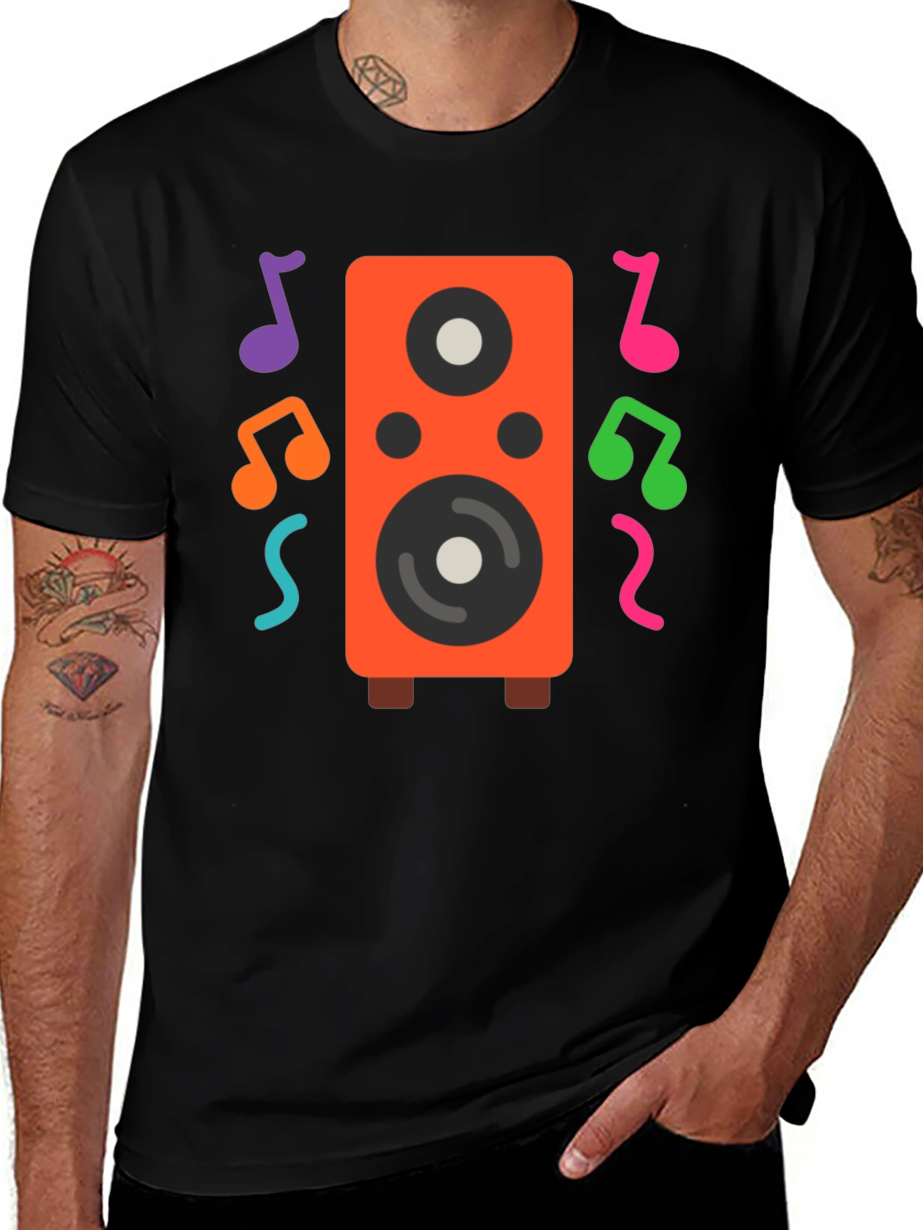 Variant 24 of Speaker and Music Notes Graphic T-Shirt