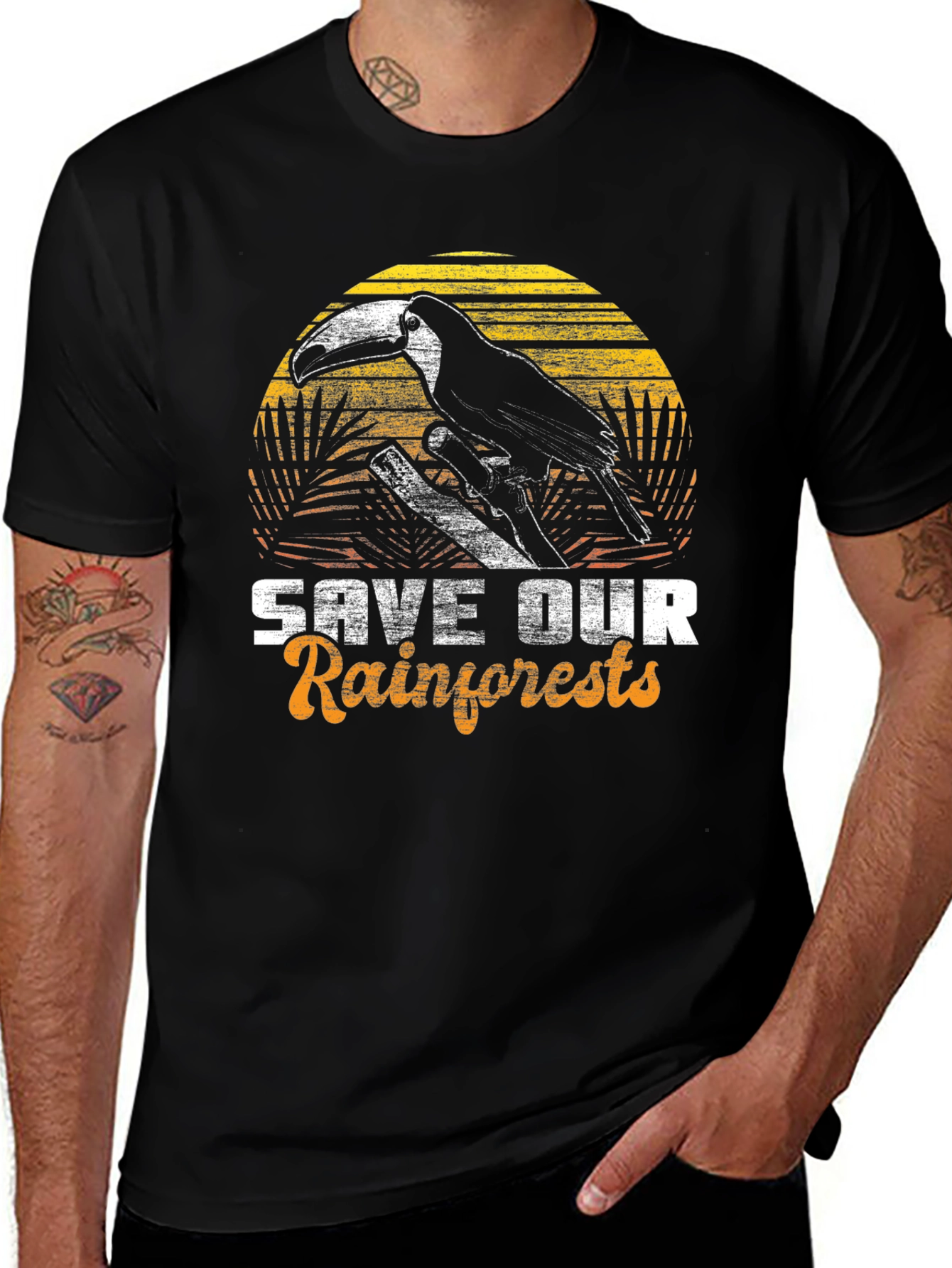 Save Our Rainforests Graphic Tee - Toucan Design
