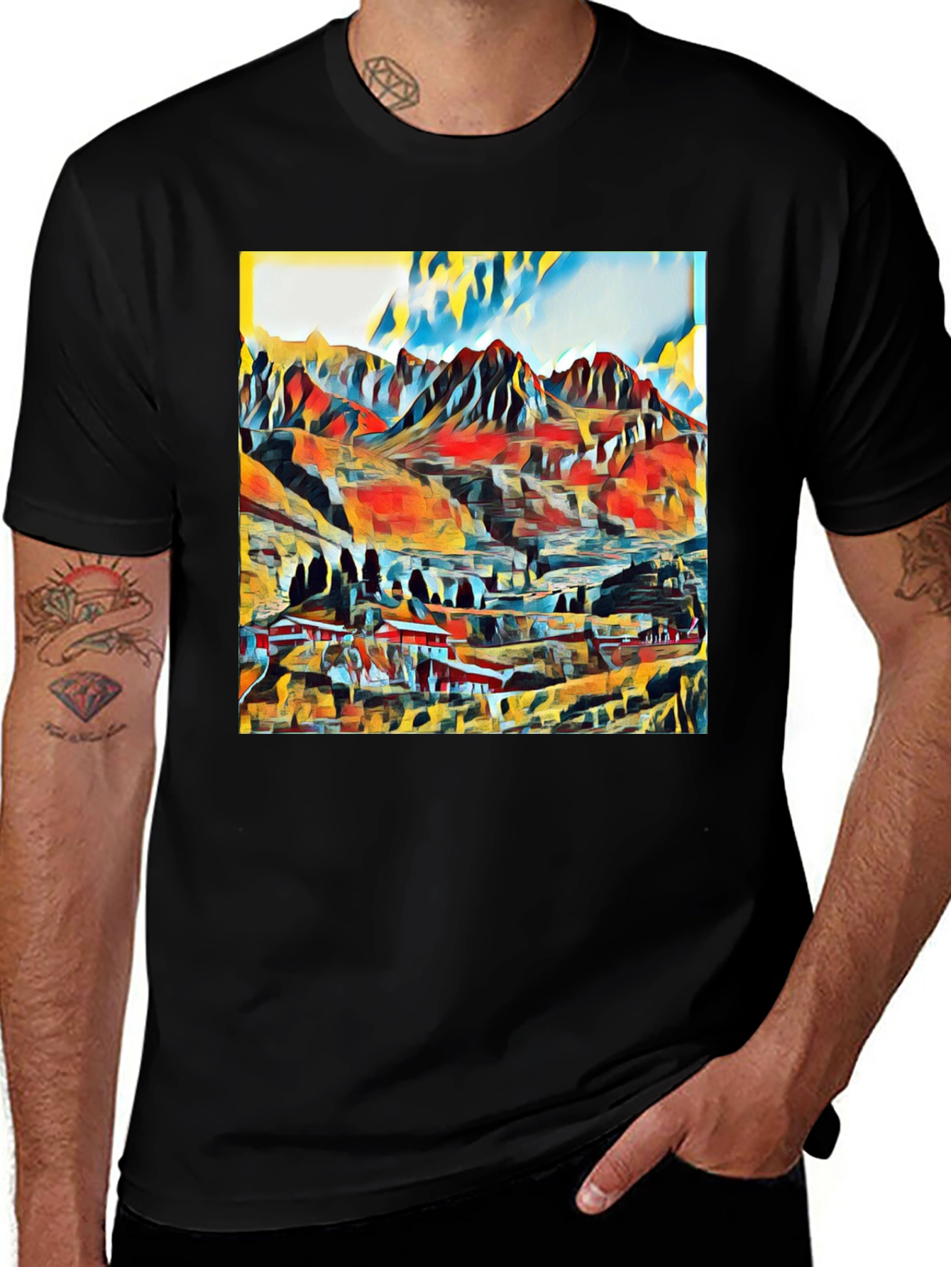 Variant 9 of Abstract Mountain Graphic T-Shirt