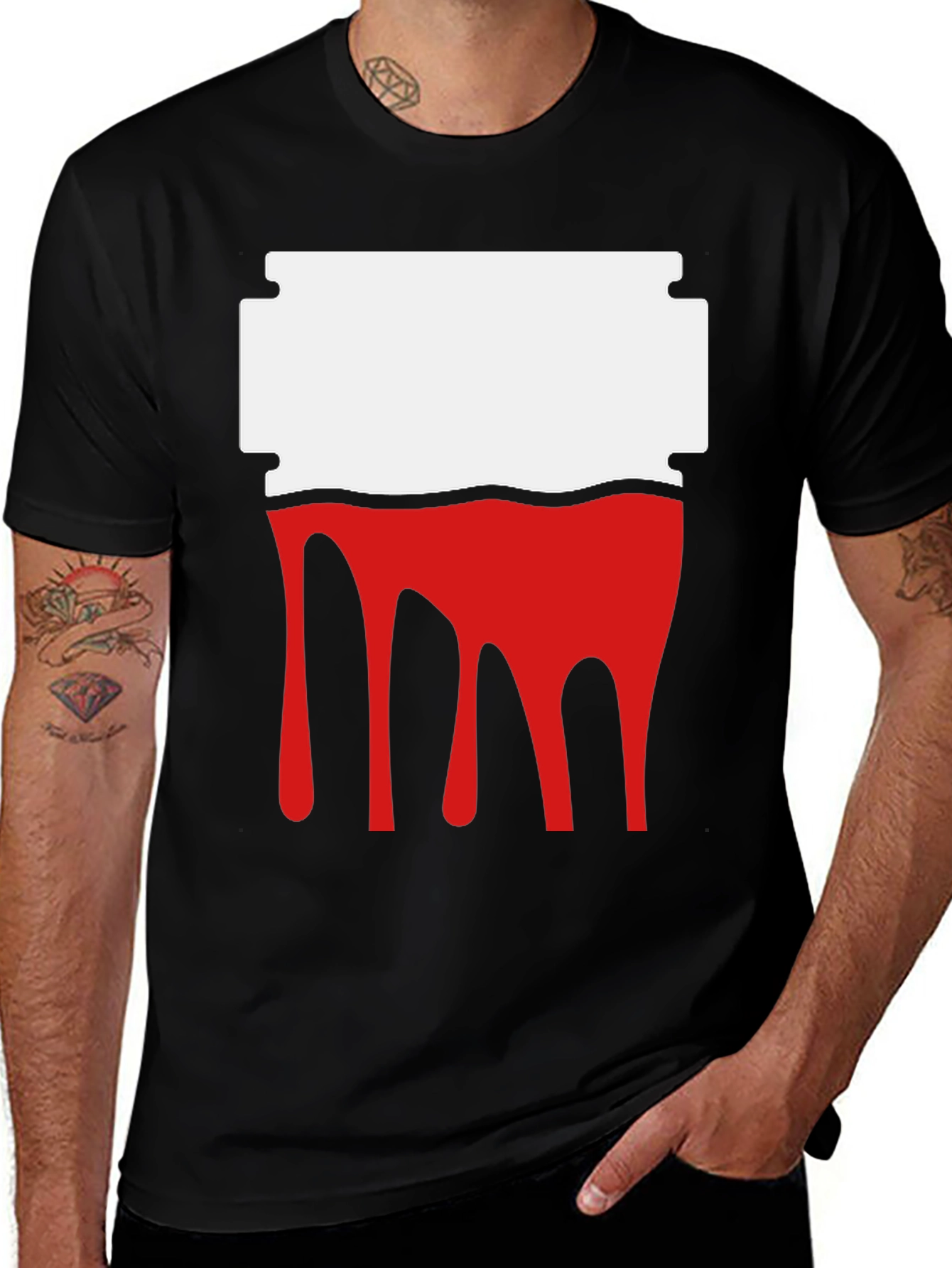 Variant 21 of Razor Blade Drip Graphic Tee - Edgy Statement Shirt