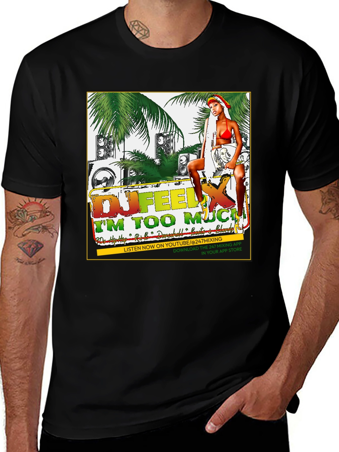 DJ Feel X I'm Too Much Graphic T-Shirt