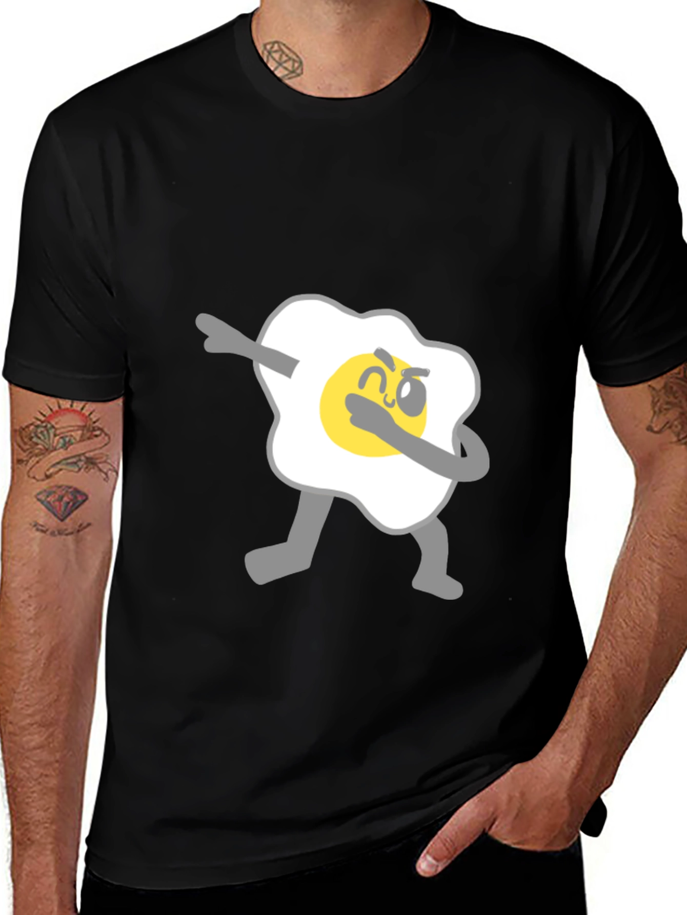 Variant 11 of Dabbing Egg Graphic Tee - Cool & Casual Black T-Shirt