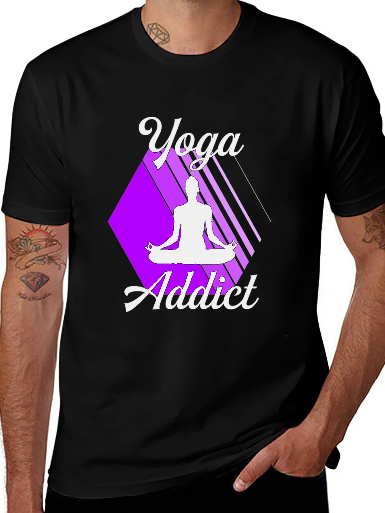 Variant 20 of Yoga Addict Graphic Tee - Black Cotton T-Shirt