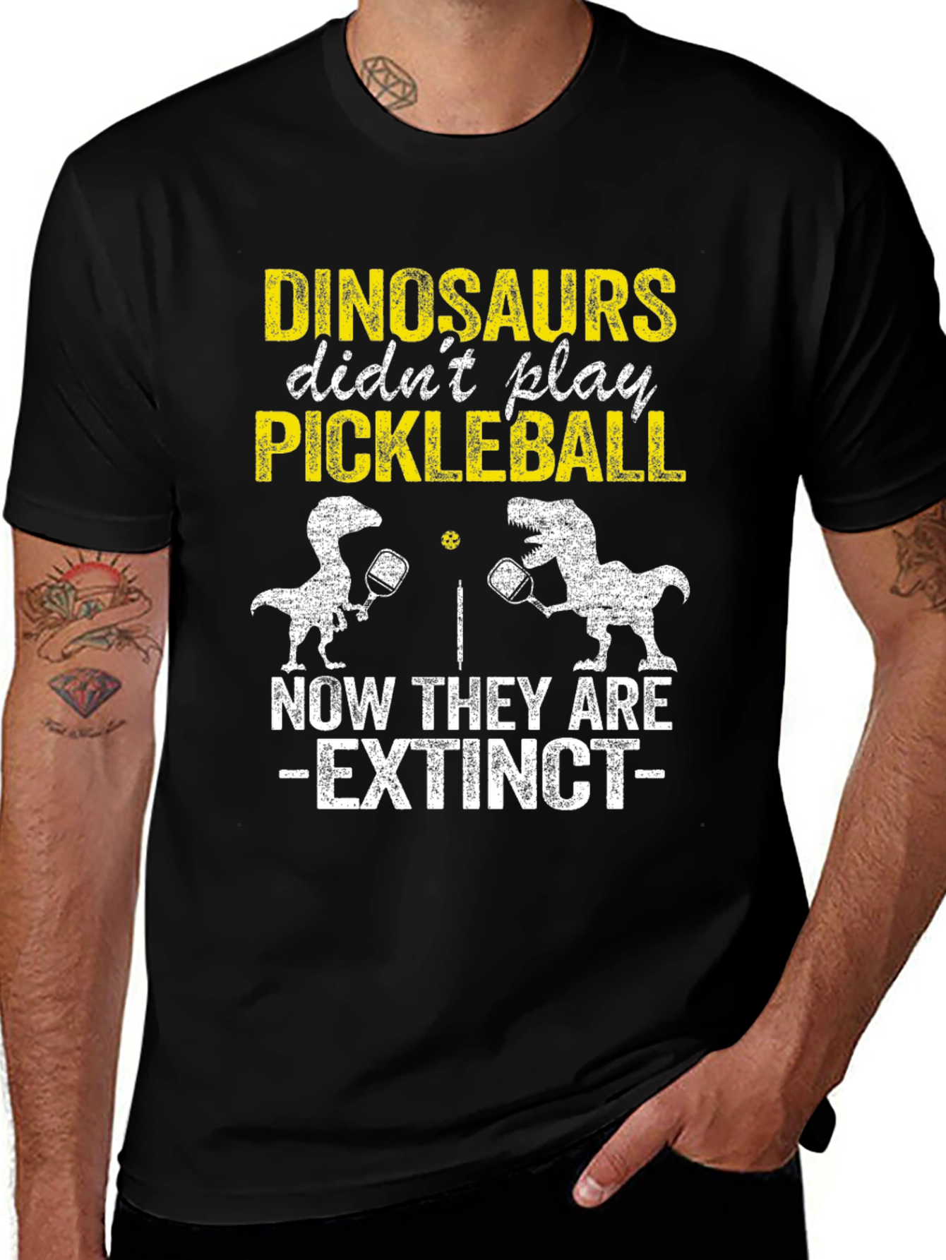 Variant 5 of Dinosaurs Pickleball Graphic Tee
