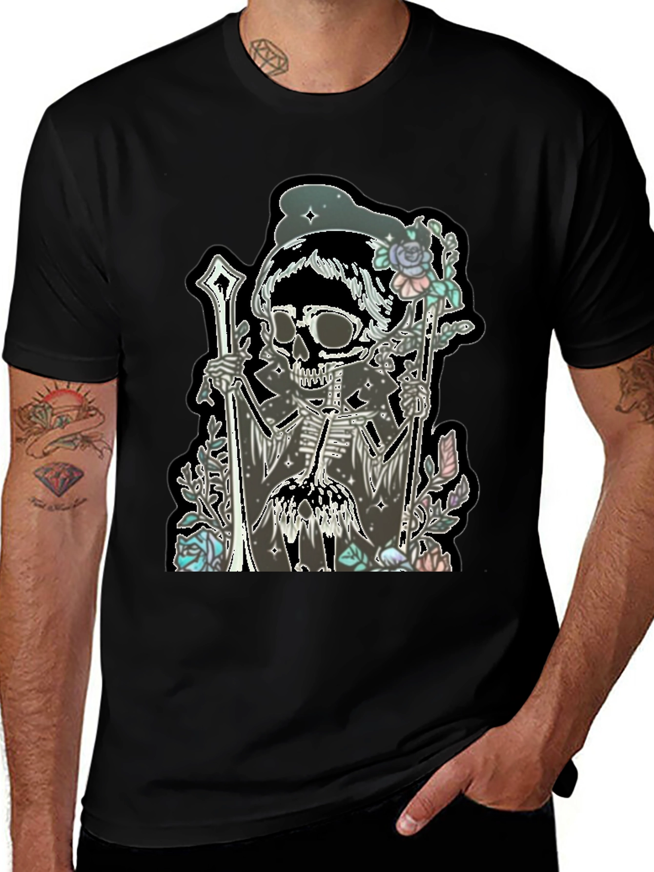 Variant 29 of Skull & Roses Graphic T-Shirt - Emo Style