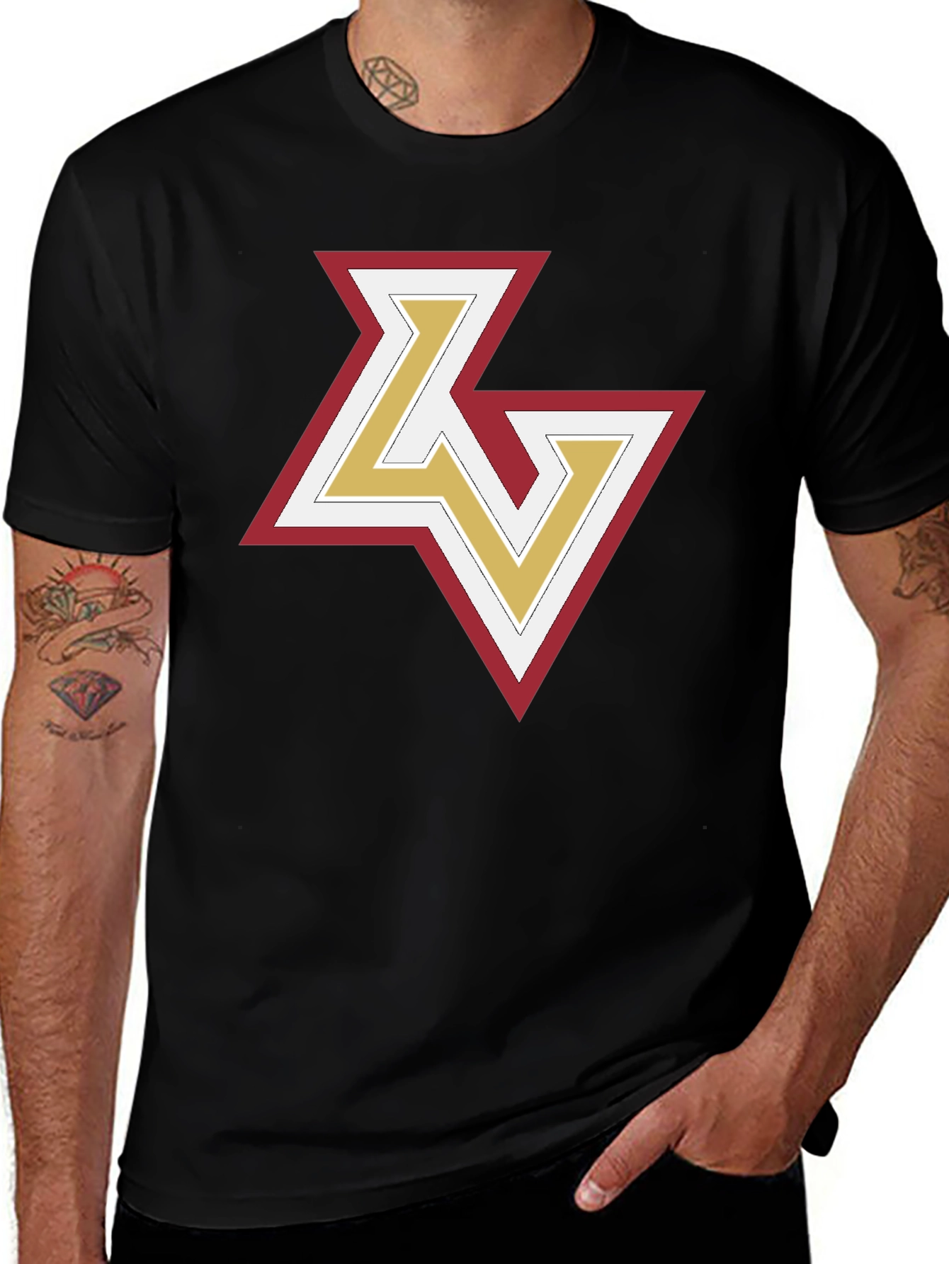 Variant 5 of Stylish Black T-Shirt with Geometric Logo