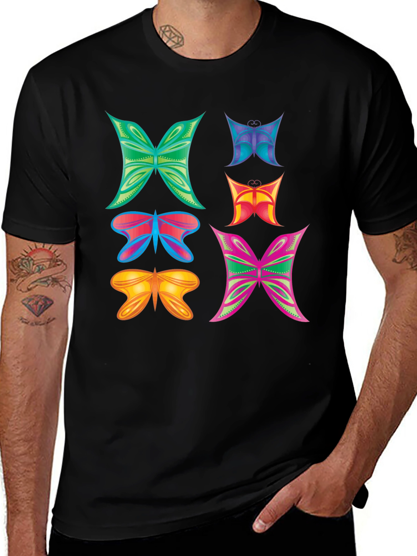 Variant 10 of Butterfly Graphic Tee - Colorful Abstract Design