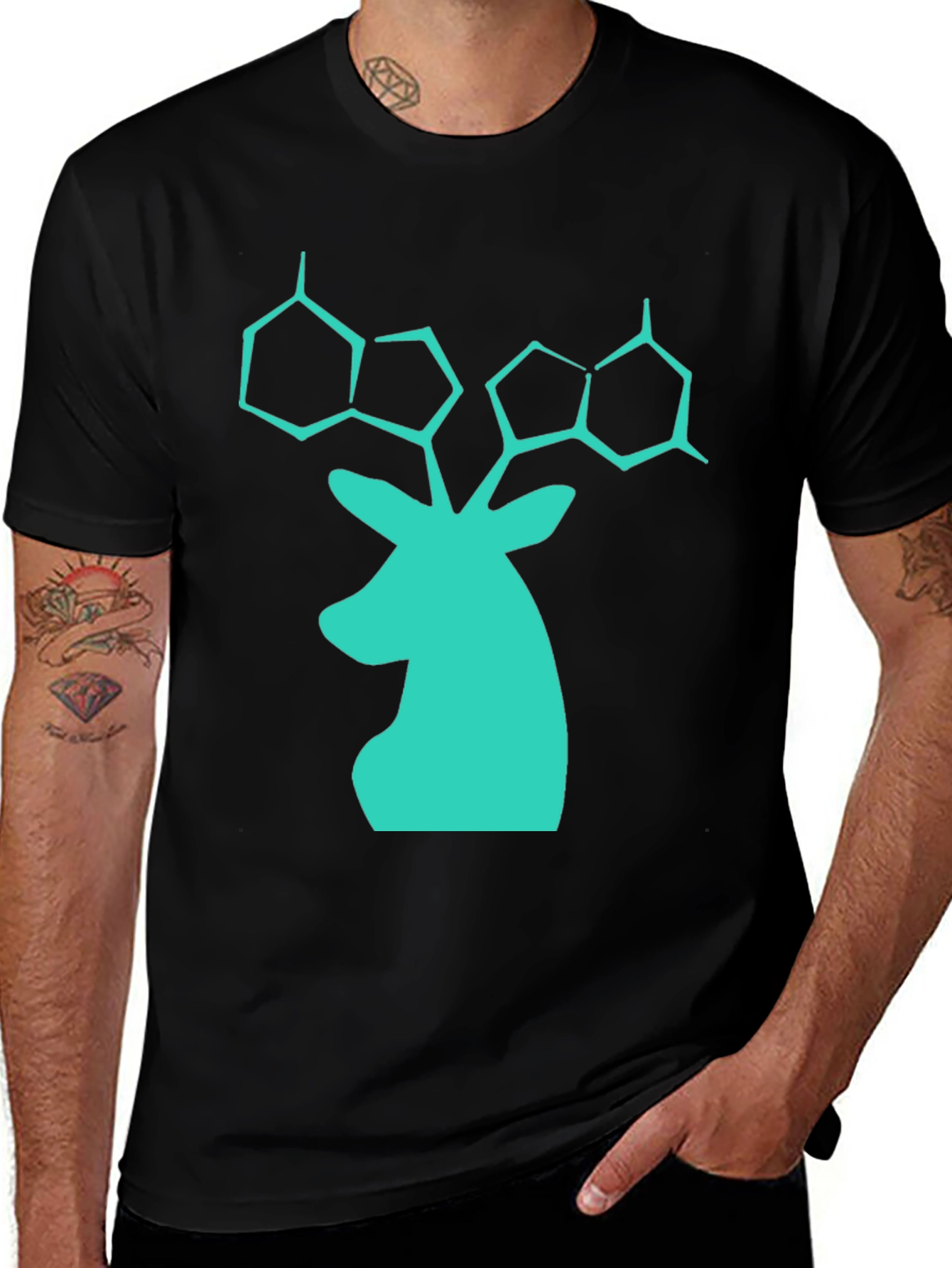 Molecular Deer Graphic Tee - Science Fashion