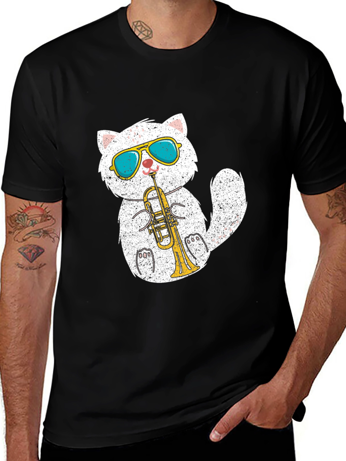 Variant 20 of Cool Cat Trumpet Player Graphic T-Shirt