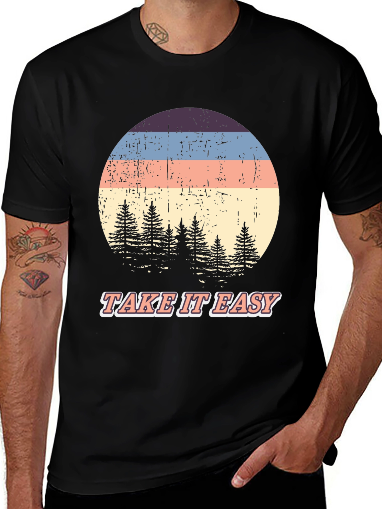 Variant 13 of Retro Sunset Tree Graphic T-Shirt