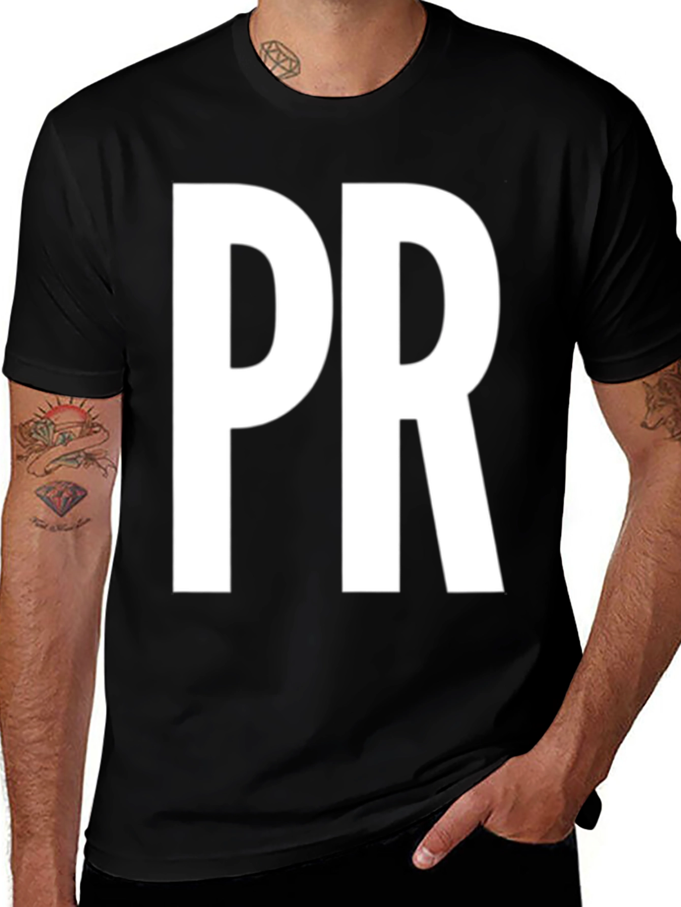 Variant 6 of PR Bold Lettering Black T-Shirt