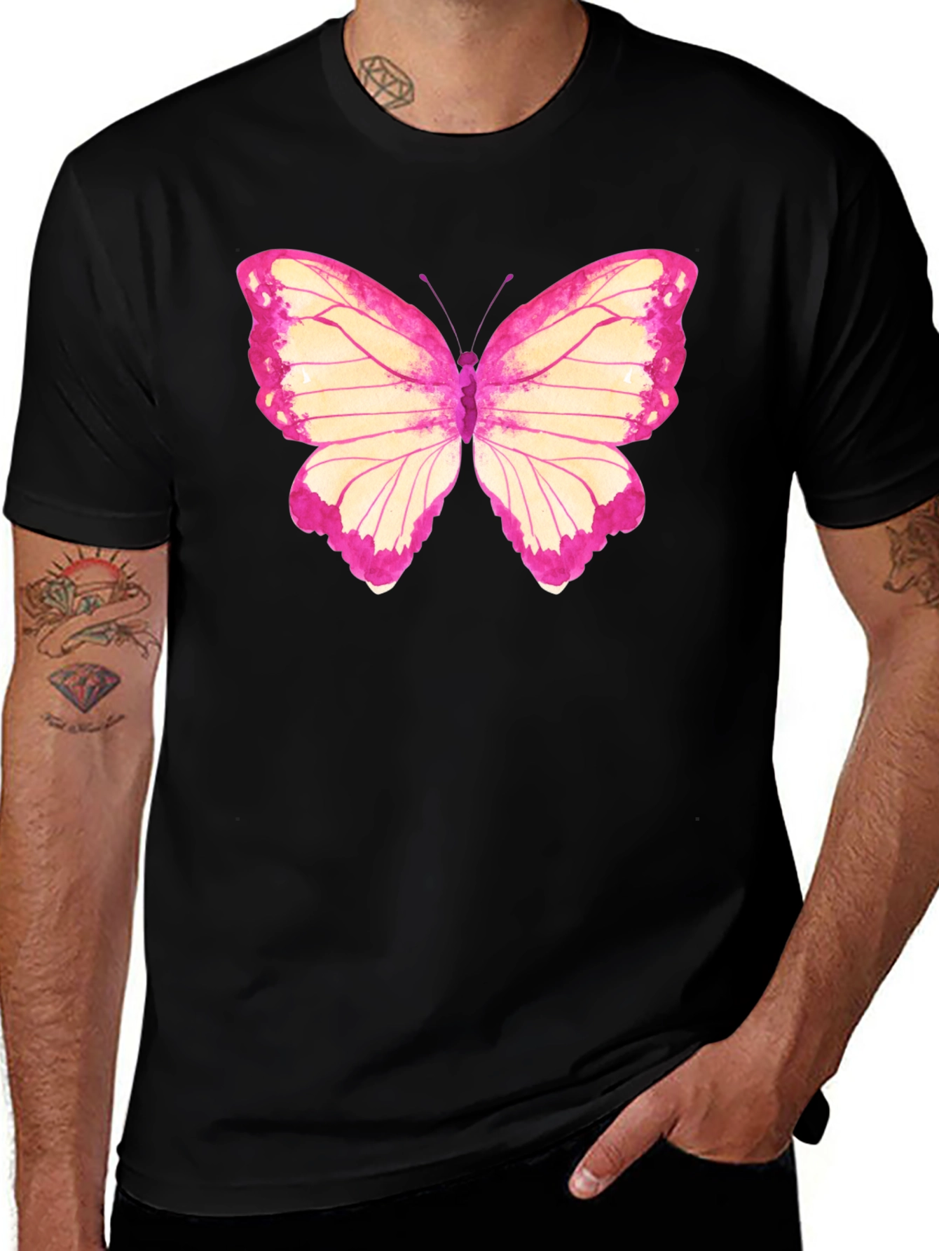 Variant 25 of Butterfly Graphic Tee - Black Cotton T-Shirt