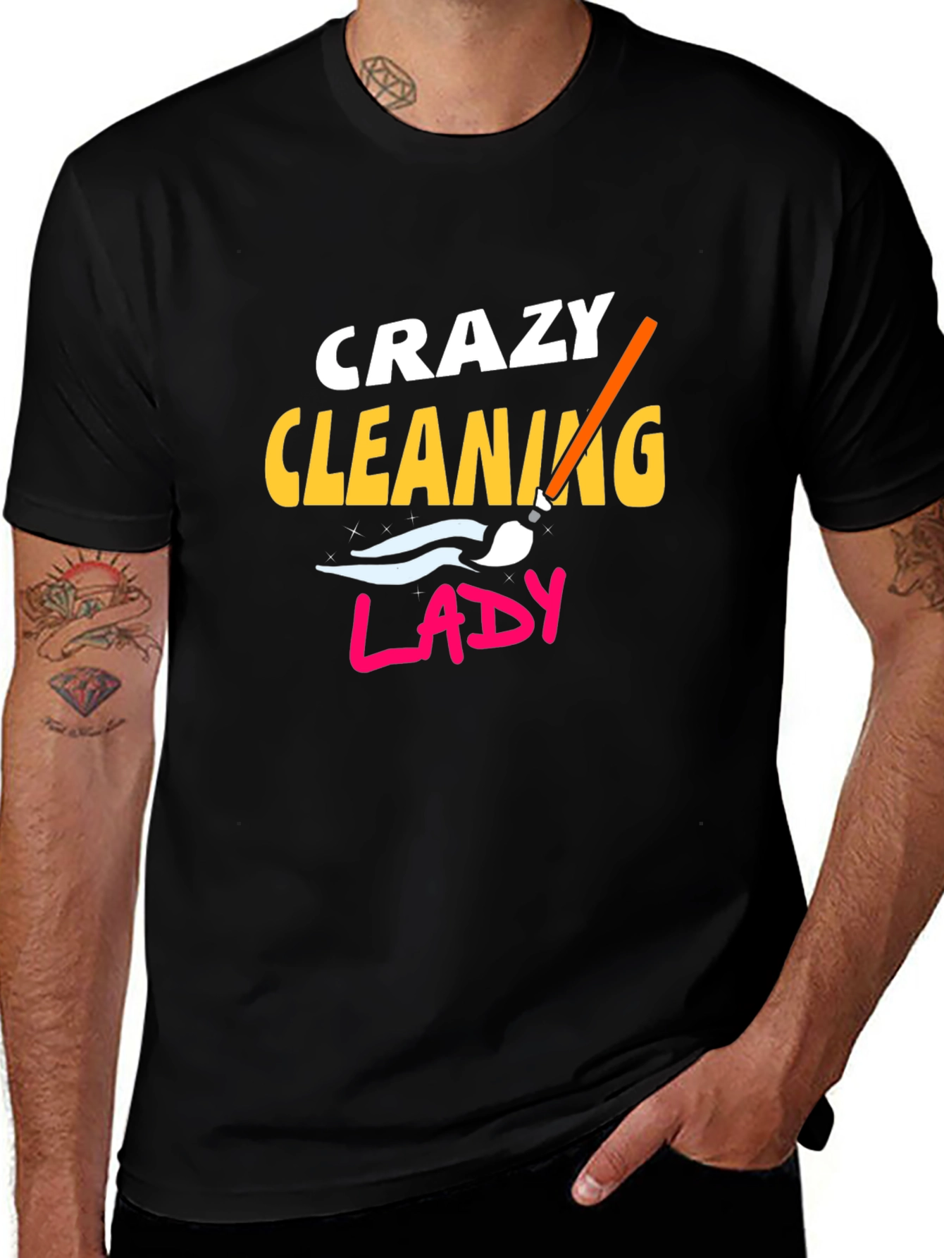 Variant 17 of Crazy Cleaning Lady Graphic Tee