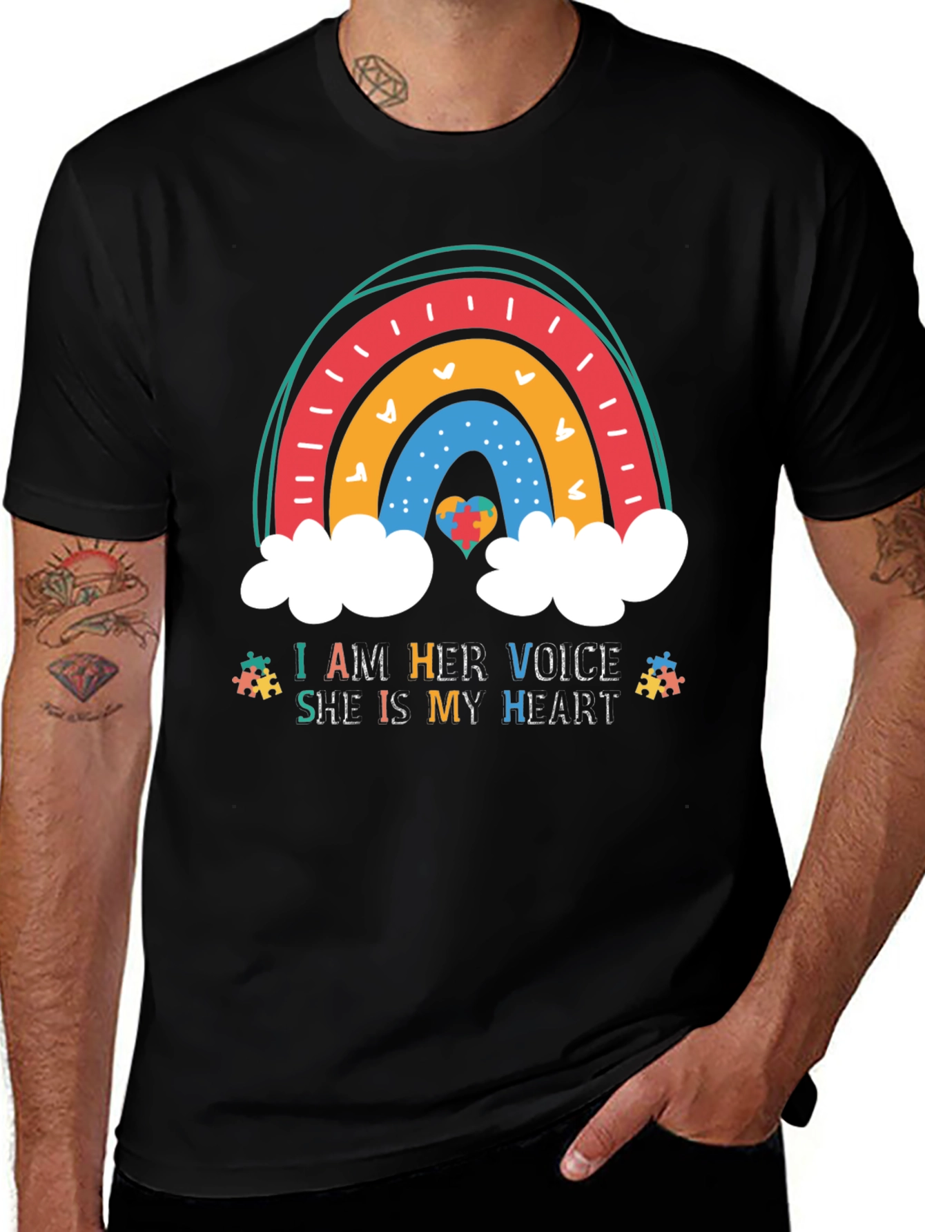 Variant 20 of Autism Awareness Rainbow Heart T-Shirt