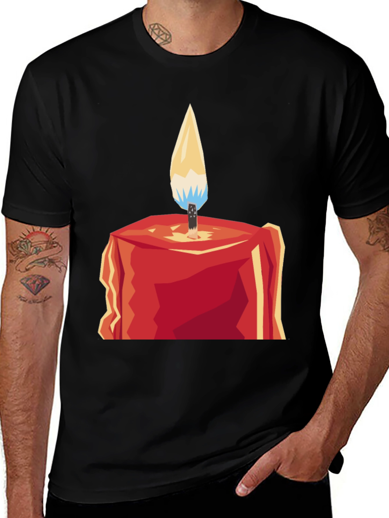 Variant 27 of Geometric Candle Graphic Tee - Modern Style