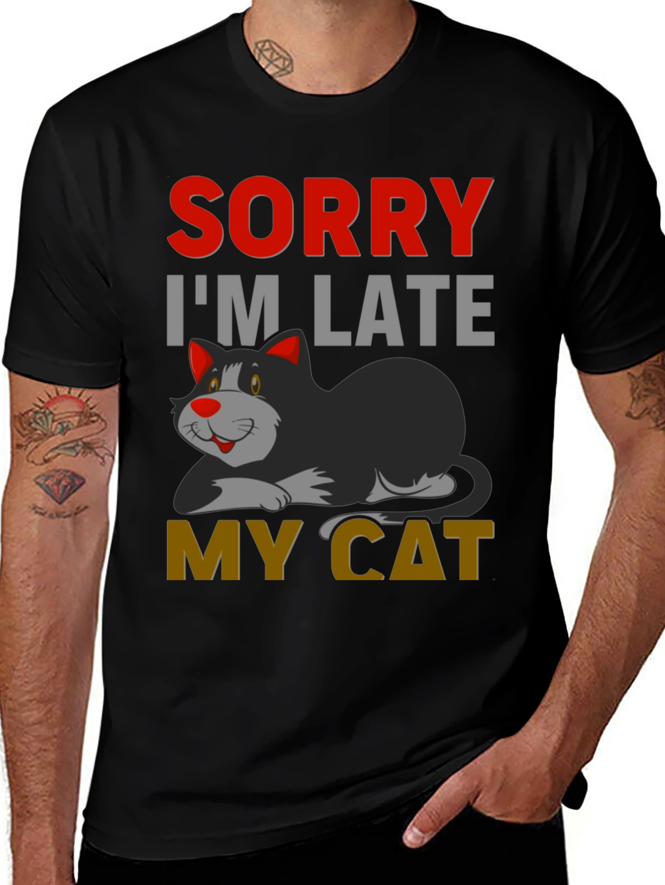 Variant 3 of Sorry I'm Late My Cat Graphic T-Shirt