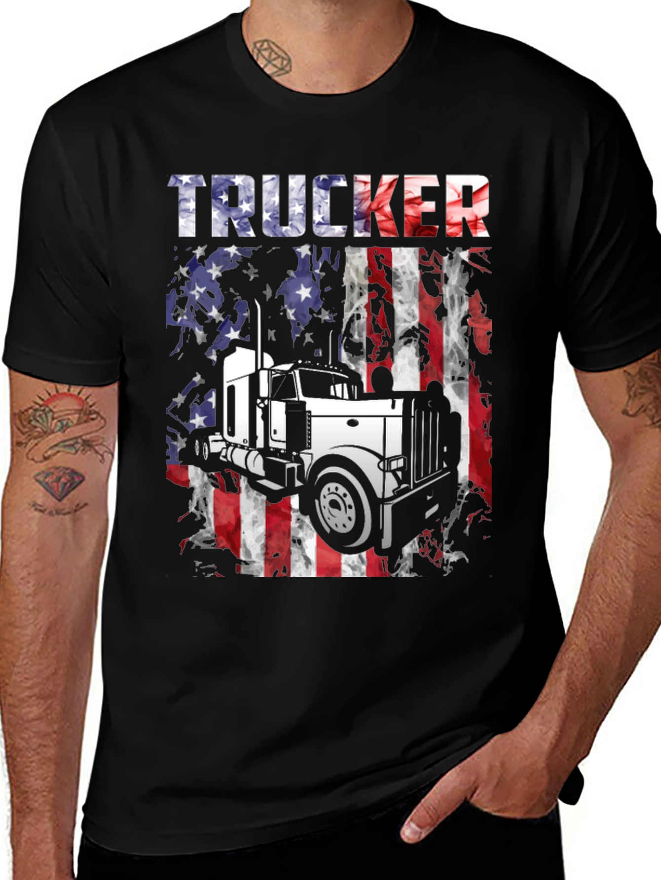 Variant 18 of Trucker American Flag Graphic T-Shirt