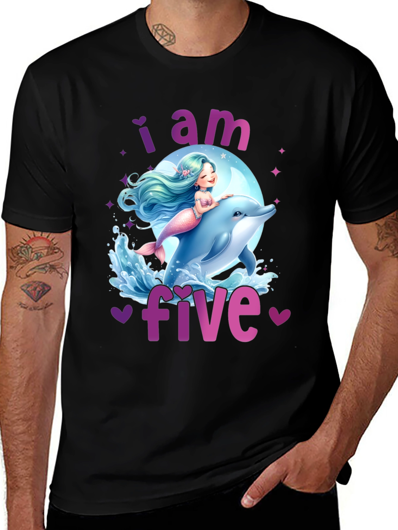 Variant 6 of I am Five Mermaid Dolphin Birthday T-Shirt