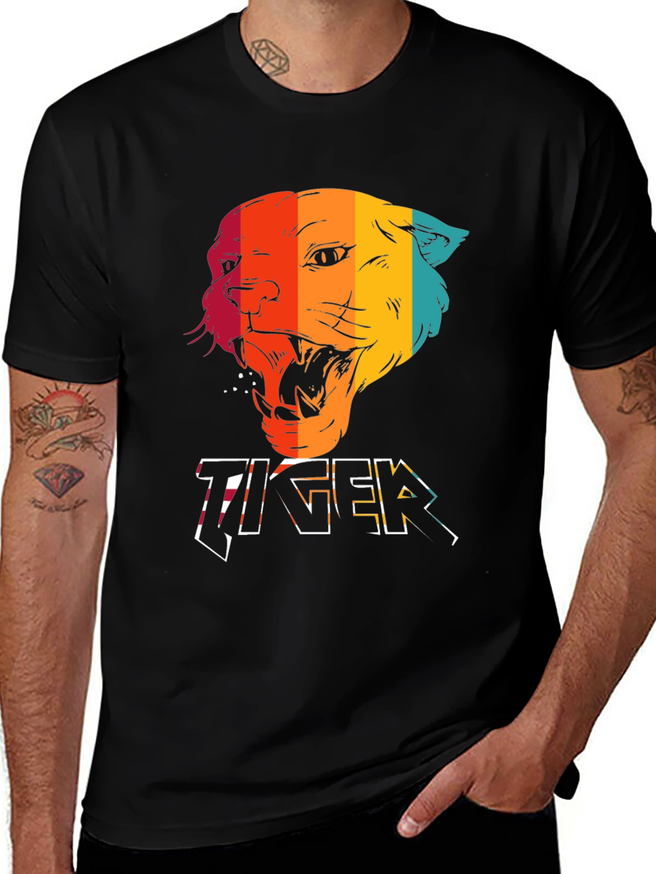 Variant 19 of Retro Tiger Graphic Tee - Bold & Colorful Design