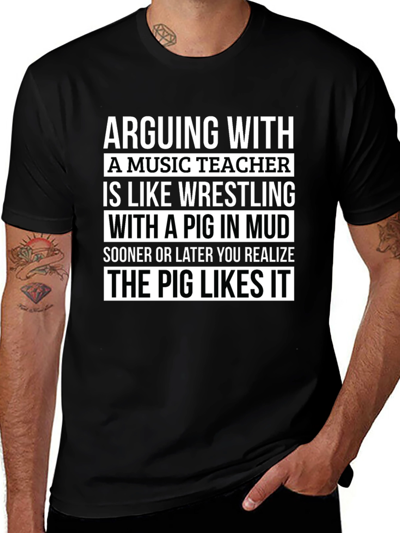 Variant 20 of Arguing With A Music Teacher Pig in Mud T-Shirt