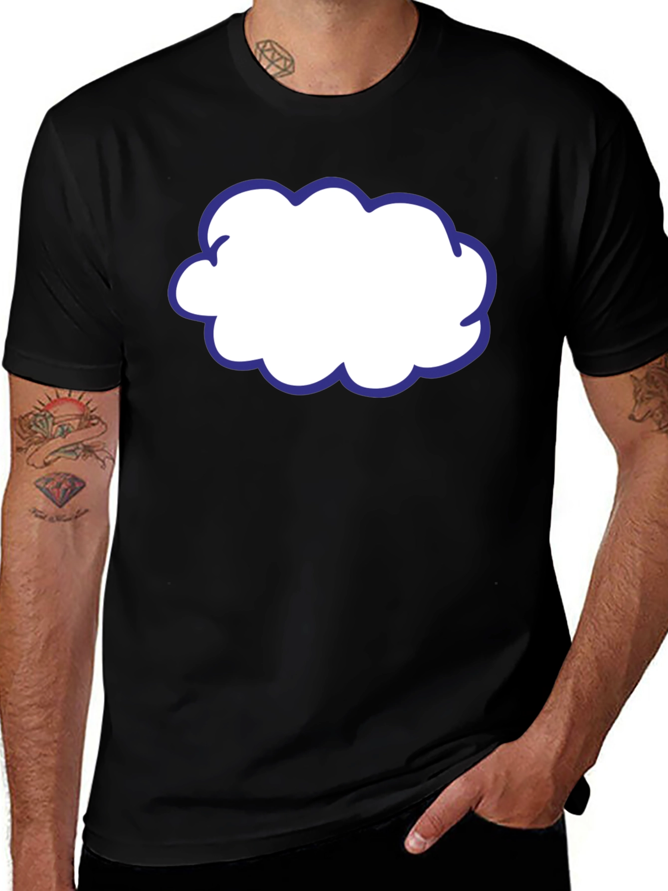 Cartoon Cloud T-Shirt - Black Cotton Graphic Tee