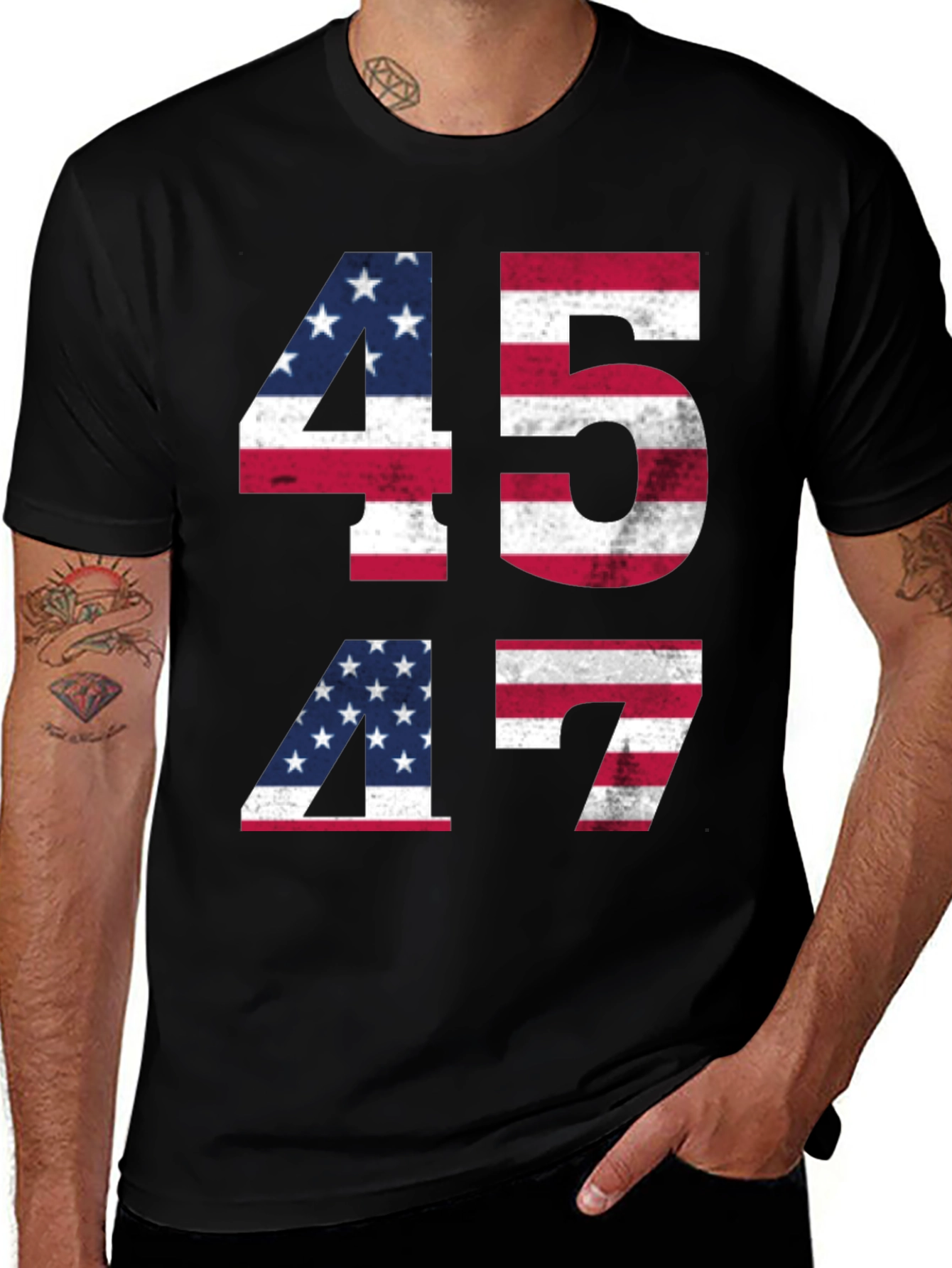 45 47 American Flag Patriotic T-Shirt