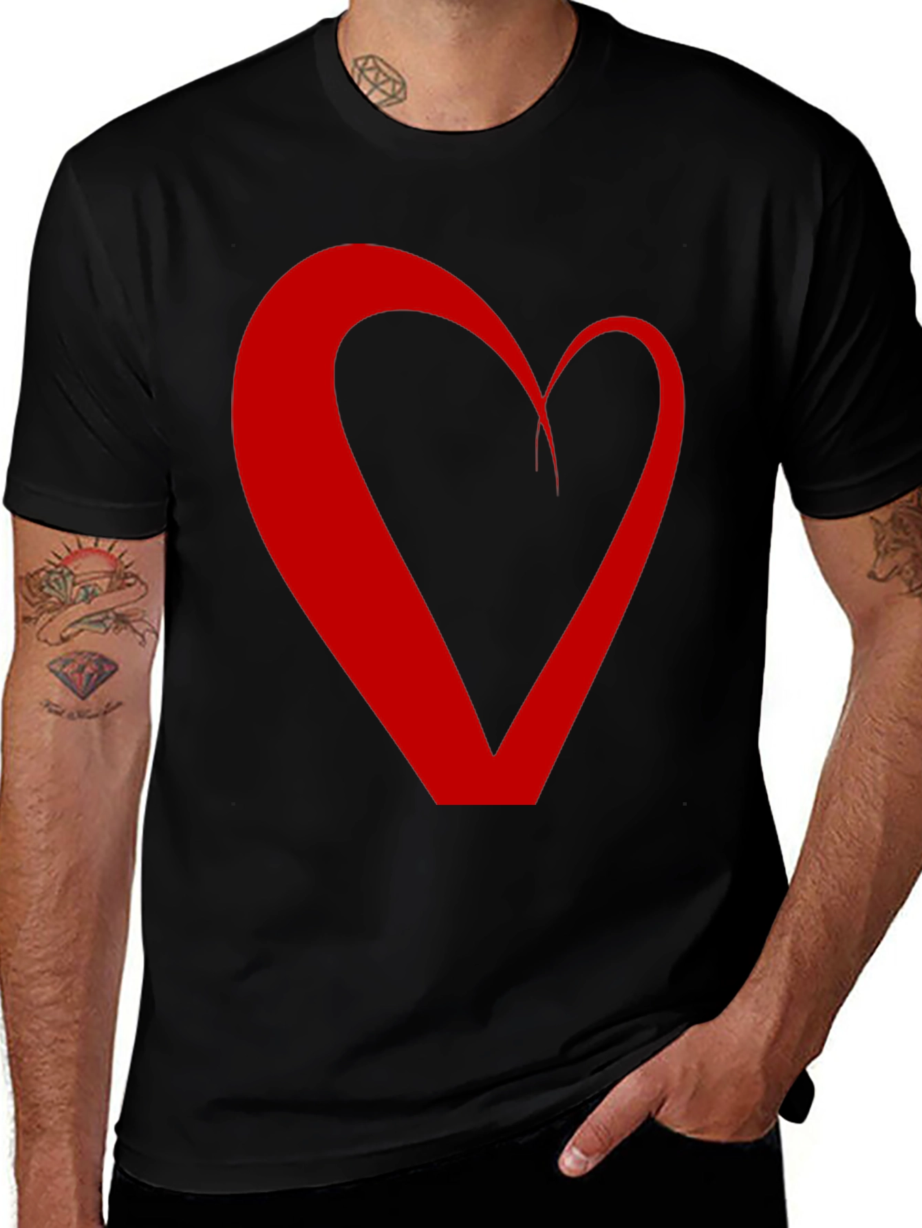 Variant 26 of Red Heart Graphic Black T-Shirt - Modern Casual Tee