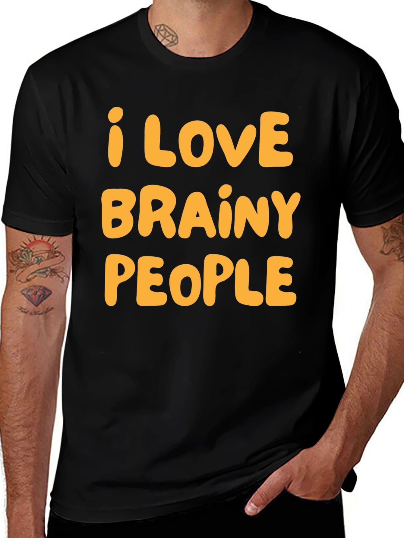 Variant 11 of I Love Brainy People Black Graphic Tee
