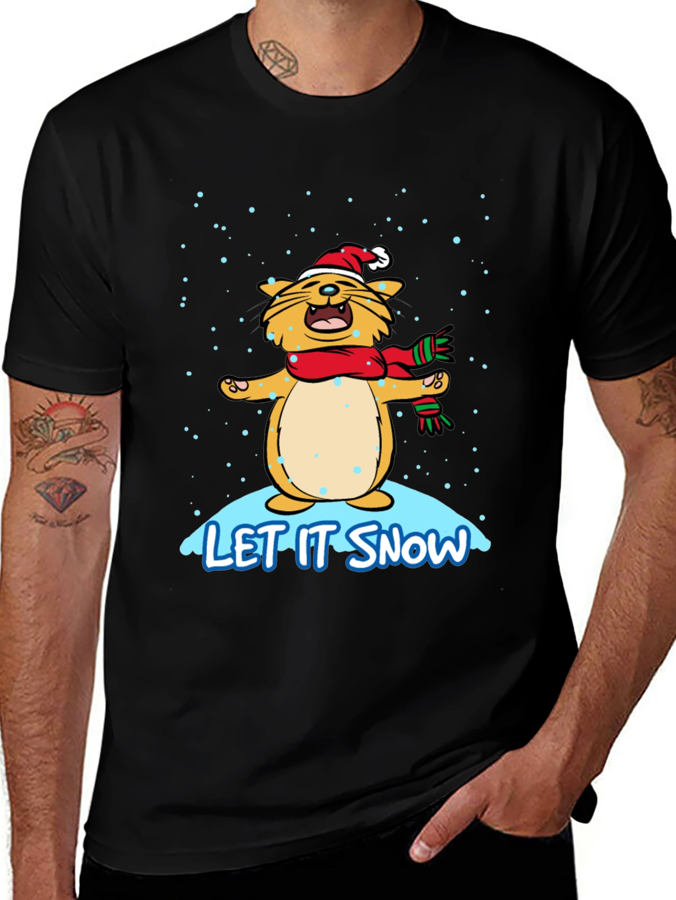 Let It Snow Cat Christmas Graphic T-Shirt