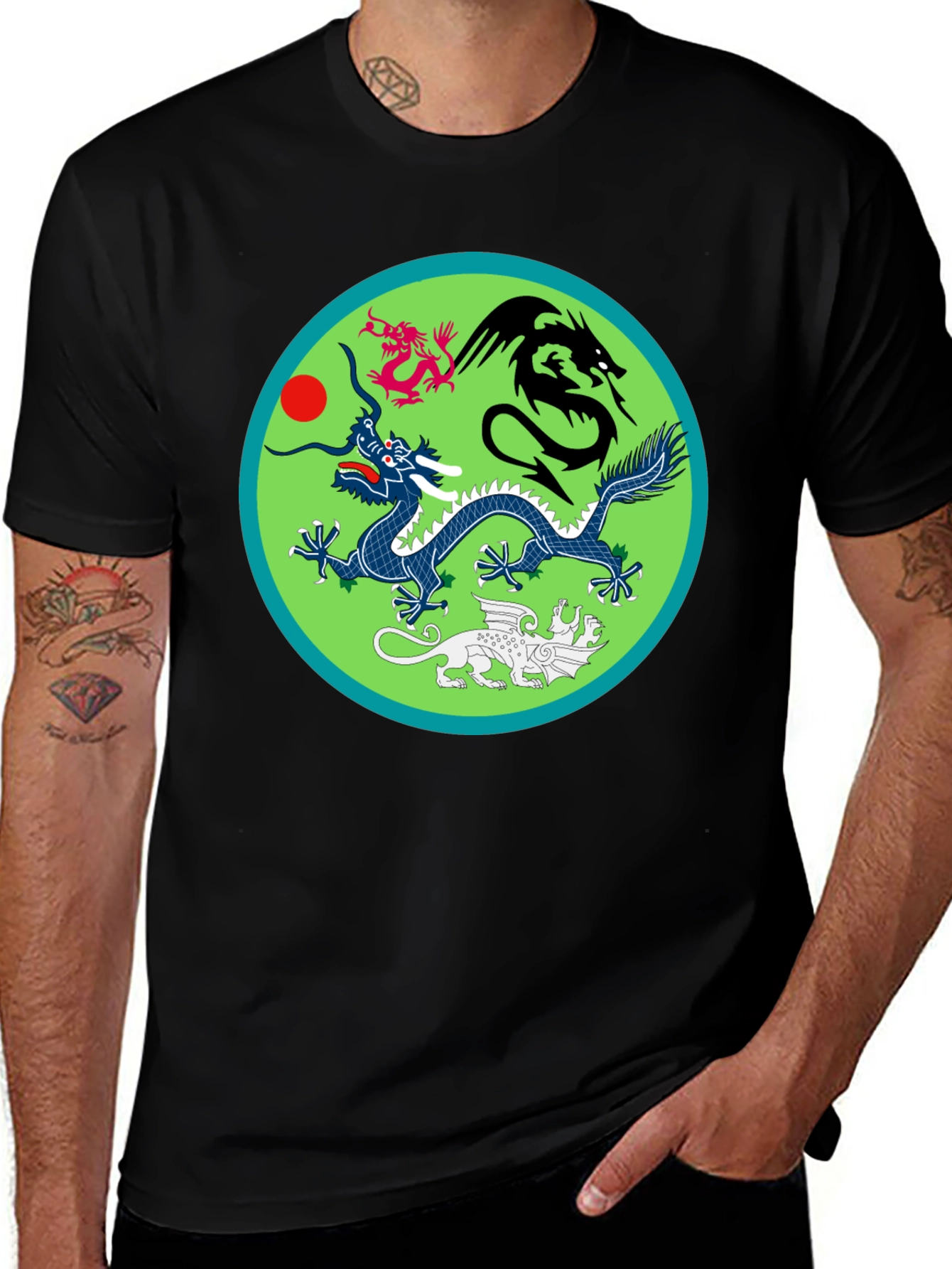 Black Dragon Motif T-Shirt main image