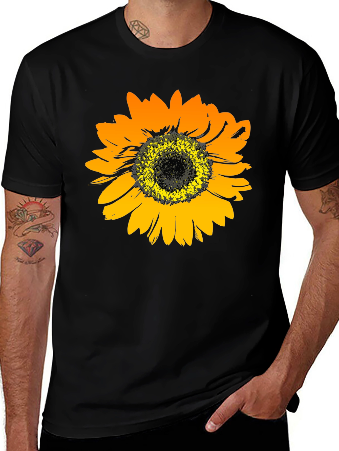 Variant 9 of Sunflower Graphic Tee - Black Cotton Blend