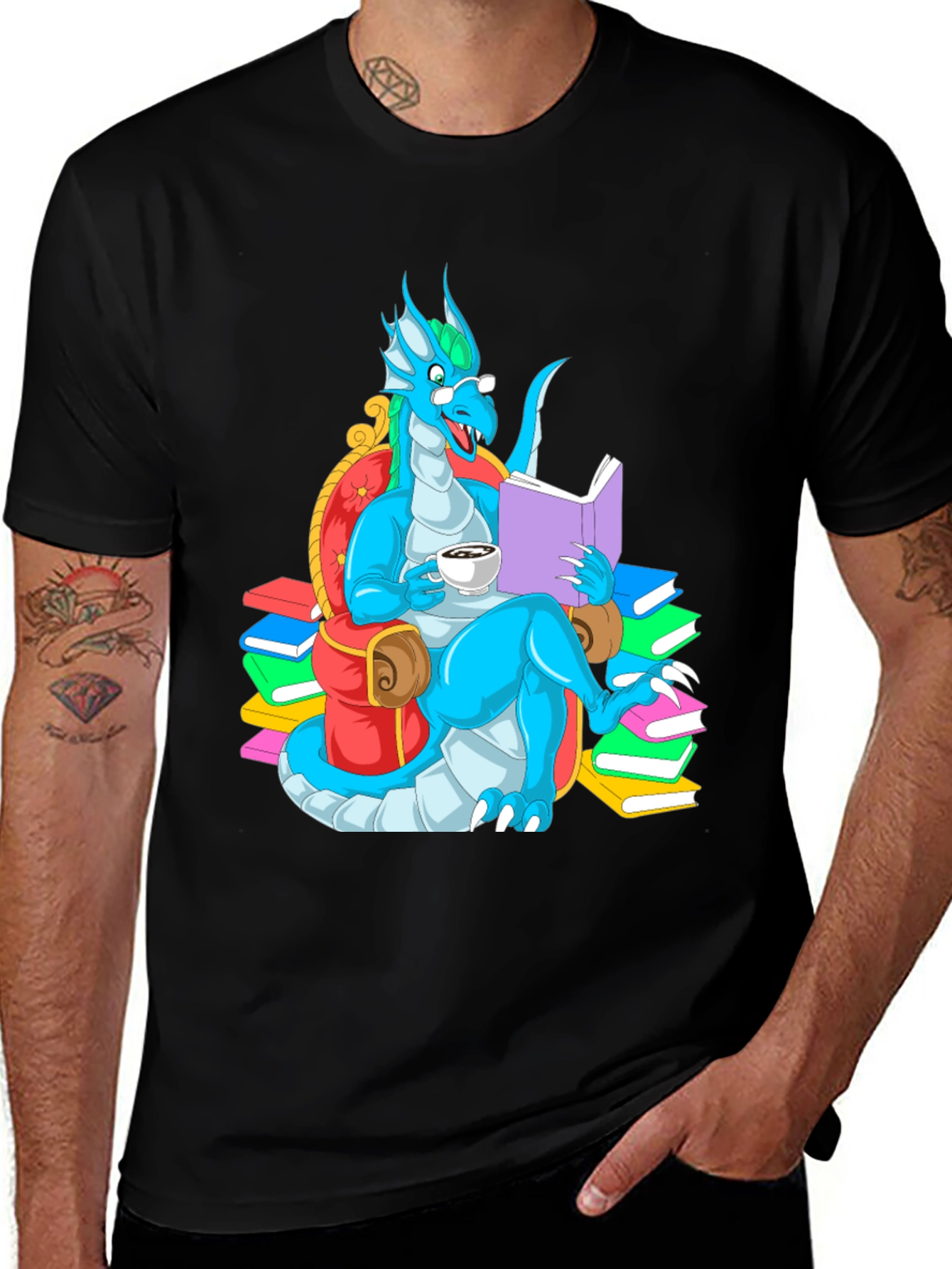 Variant 7 of Dragon Reading Book Graphic Tee
