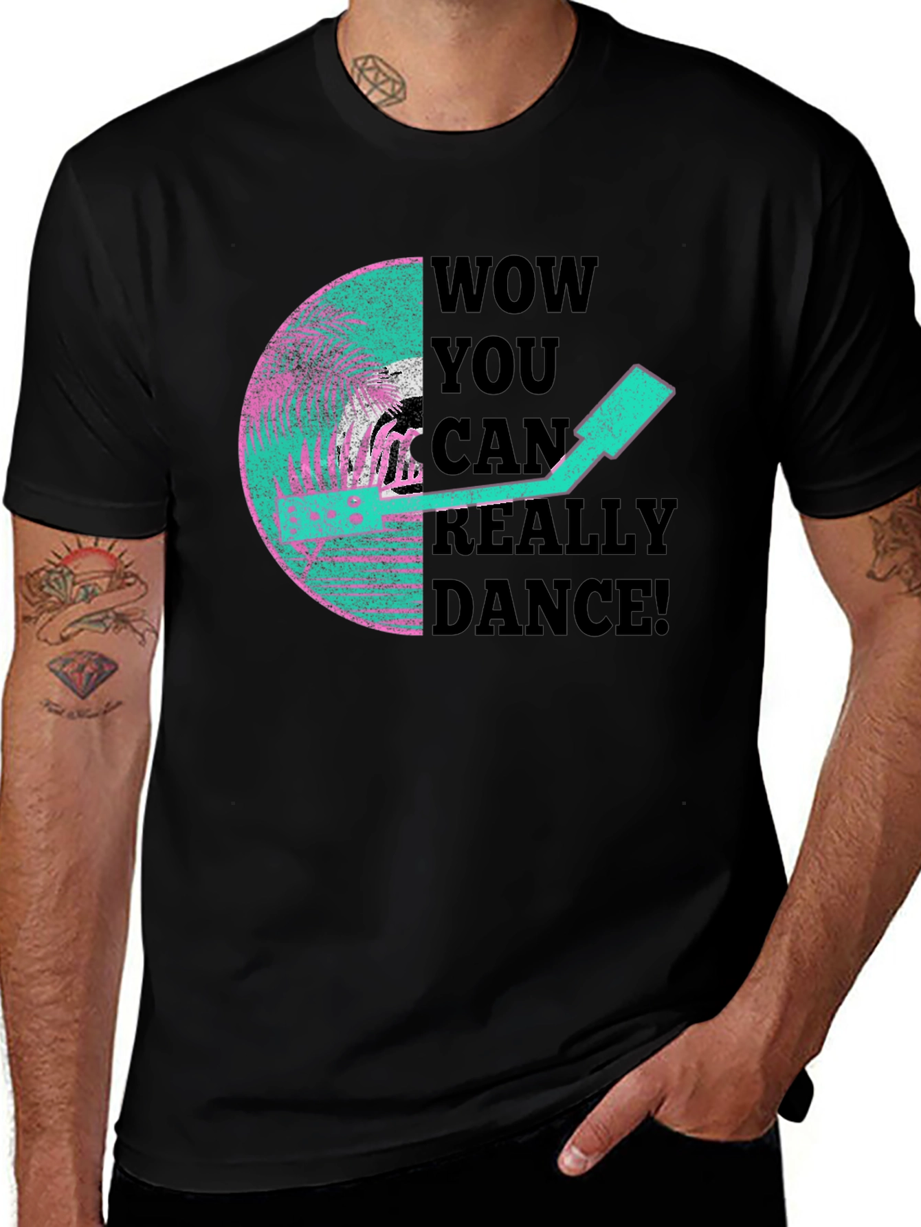Variant 9 of Retro Vinyl Record Dance T-Shirt - Black