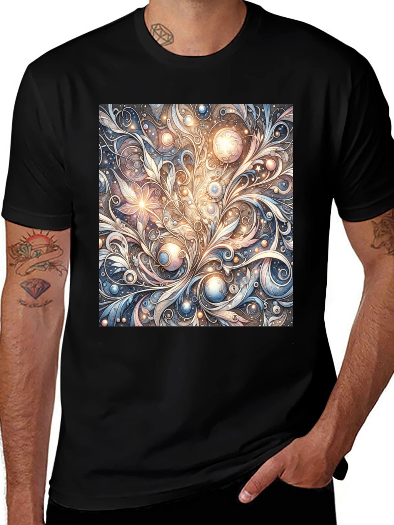 Variant 7 of Art Nouveau Swirl T-Shirt: Unique Pattern Tee