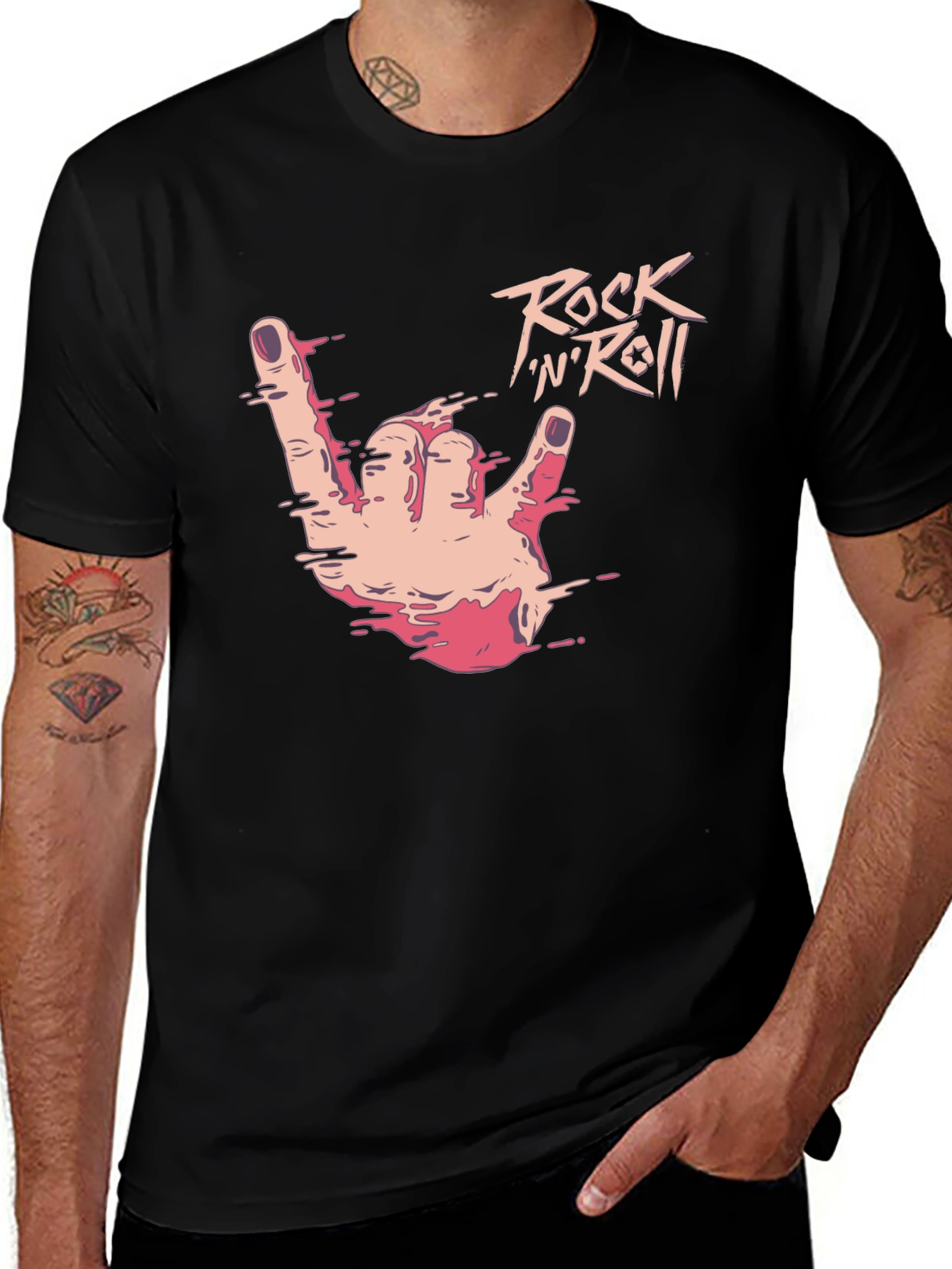 Rock 'n' Roll Hand Gesture Graphic T-Shirt