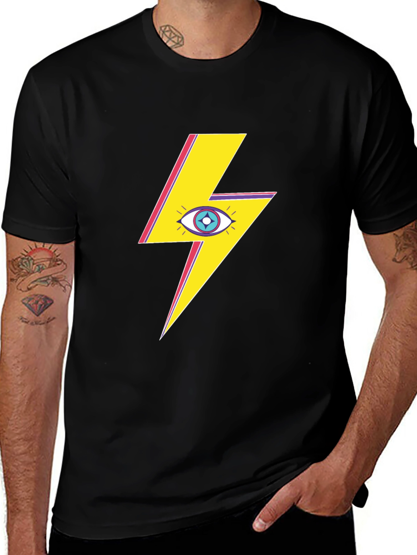 Variant 27 of Eye Lightning Bolt Graphic Tee - Black