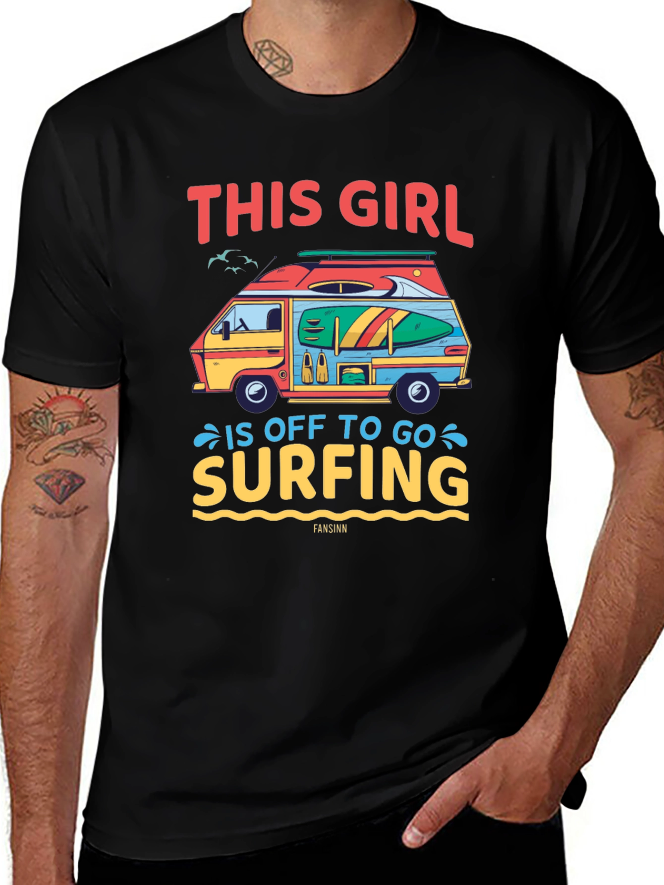 Black This Girl is Off to Go Surfing T-Shirt main image