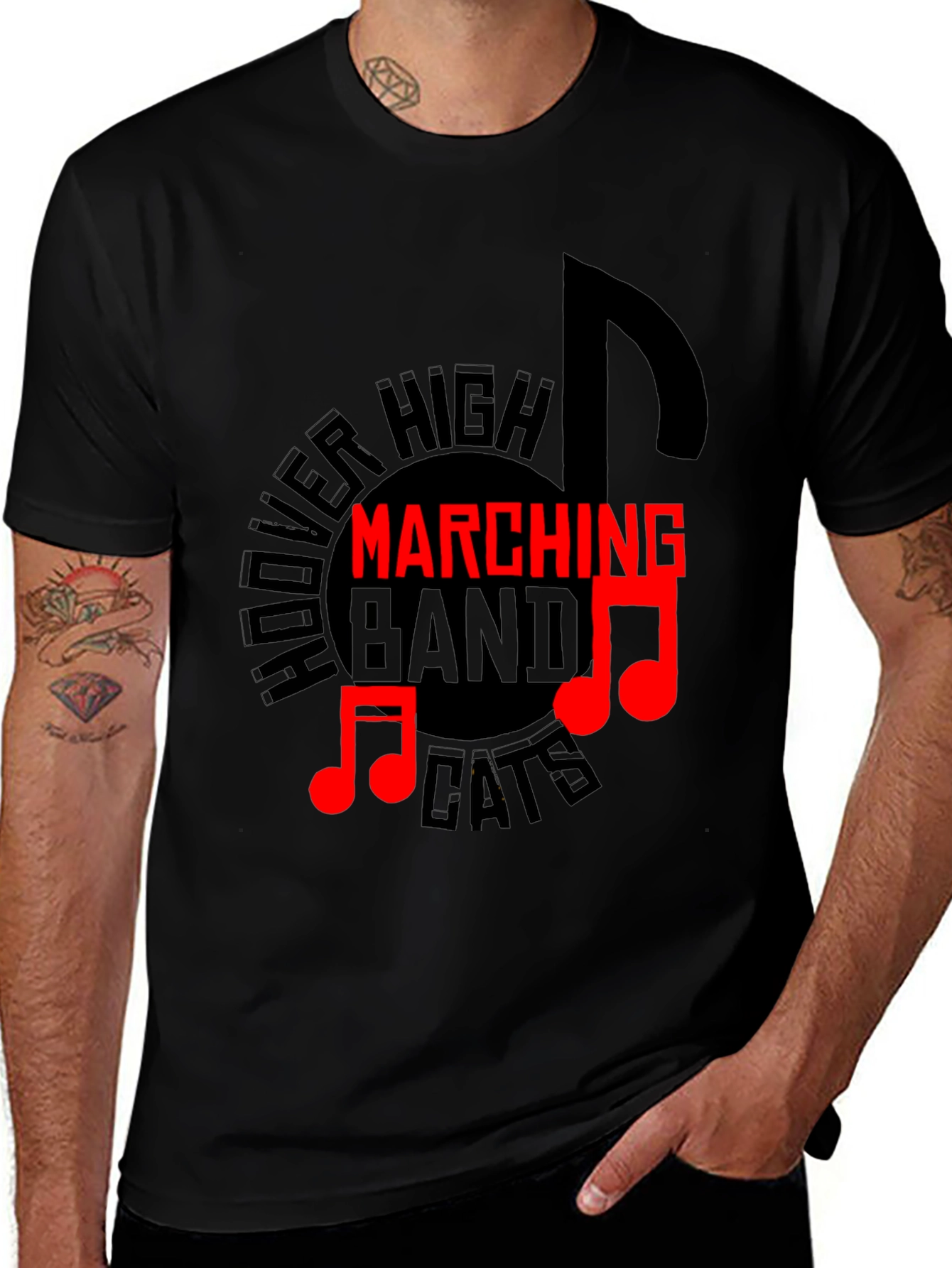Variant 22 of Hoover High Marching Band Cats Black T-Shirt