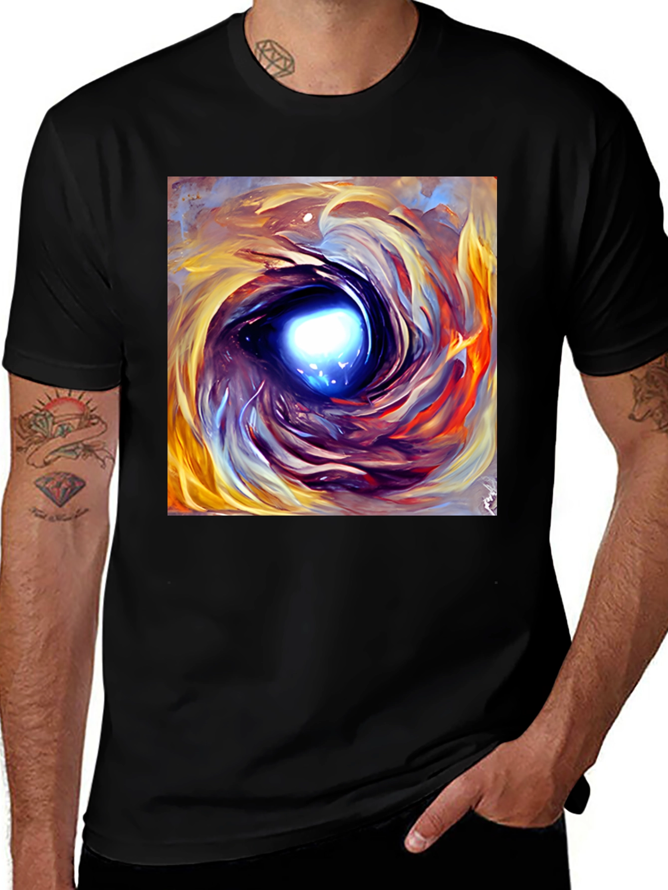 Abstract Art Vortex T-Shirt - Men's Black Tee