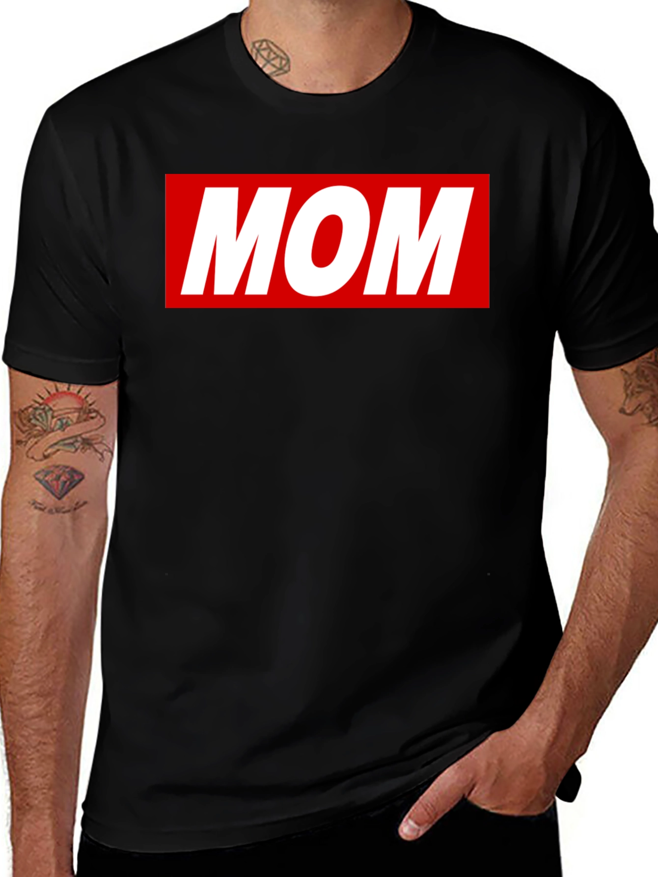Variant 22 of MOM T-Shirt - Classic Red Box Logo Design