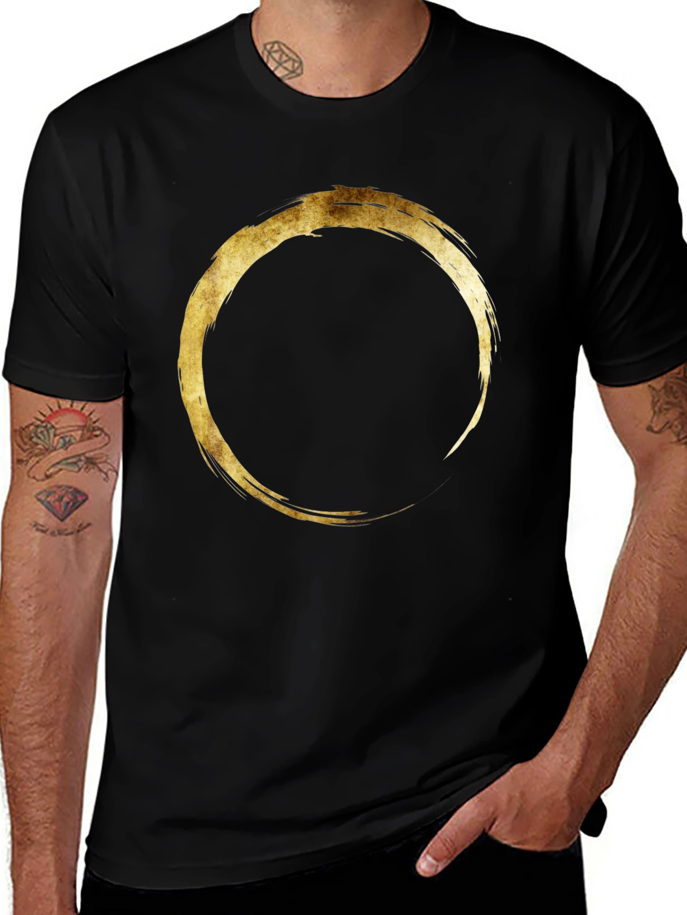Variant 29 of Zen Circle Graphic Tee - Men's Black T-Shirt
