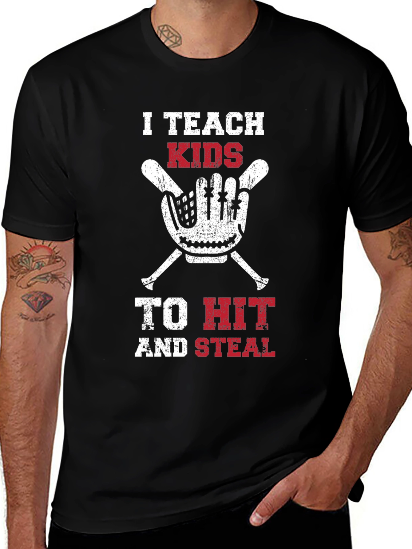I Teach Kids to Hit and Steal T-Shirt - Baseball Coach Tee