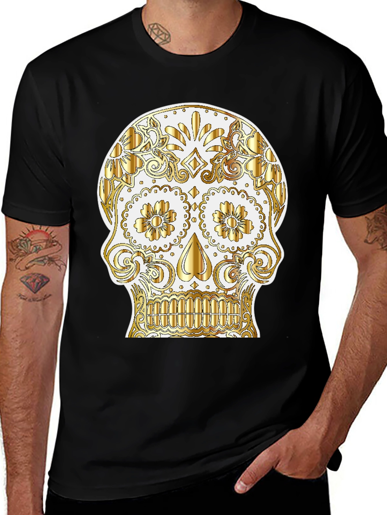Variant 30 of Sugar Skull Graphic Tee - Day of the Dead Shirt