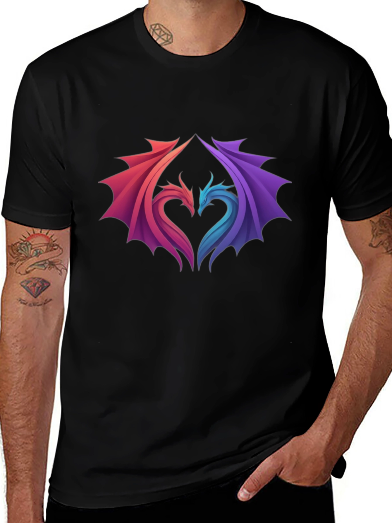 Variant 10 of Dragon Heart Graphic Tee - Stylish Black T-Shirt