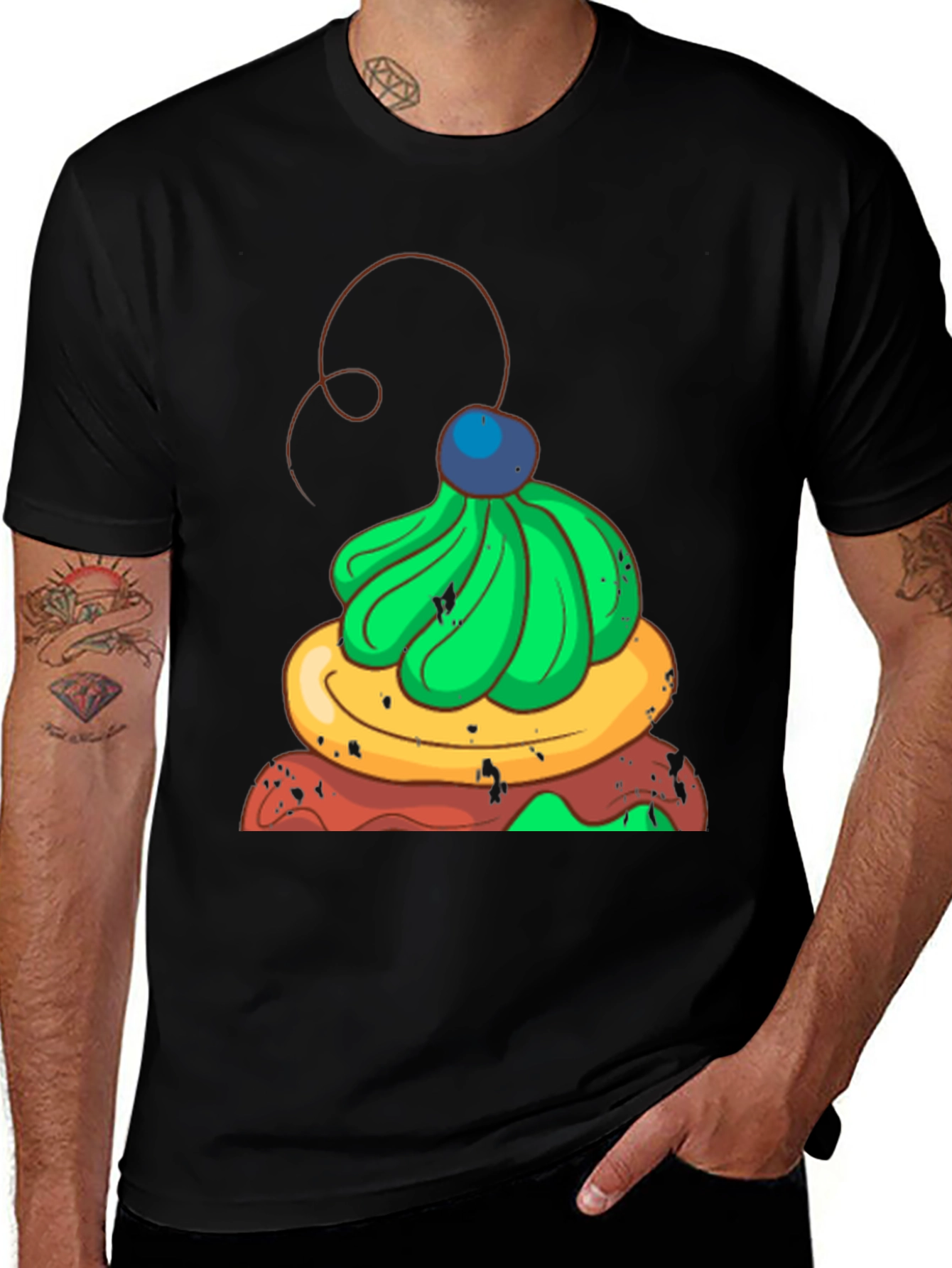 Variant 24 of Fun Cupcake Graphic Tee - Casual Black T-Shirt
