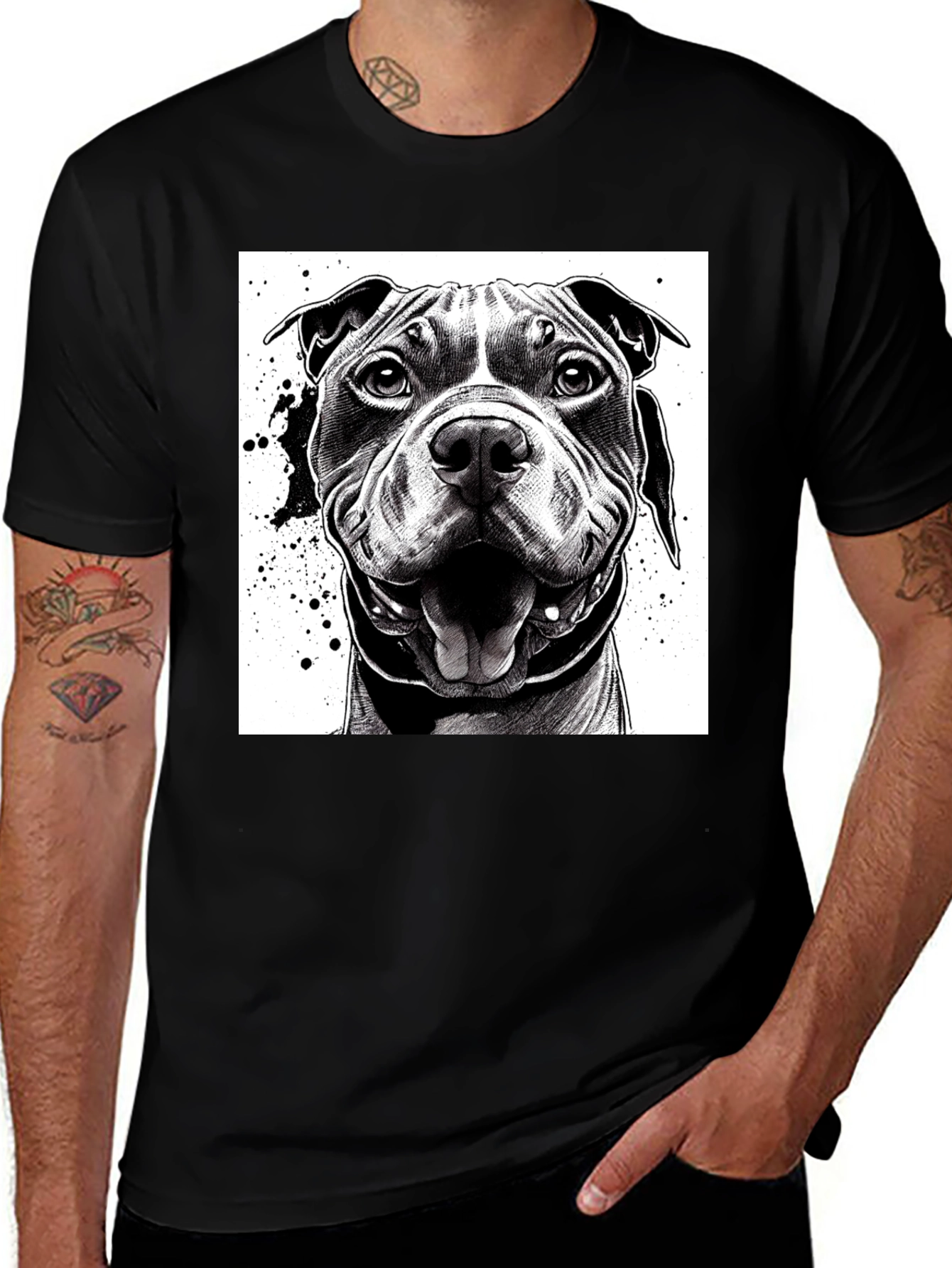Variant 25 of Pitbull Dog Graphic Tee - Black