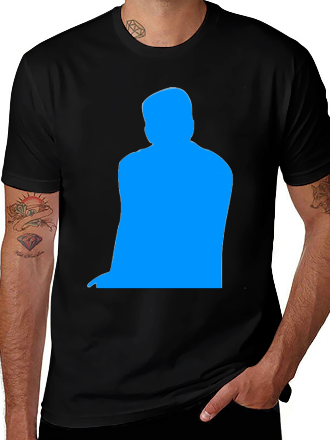 Variant 17 of Abstract Blue Silhouette Graphic Black T-Shirt