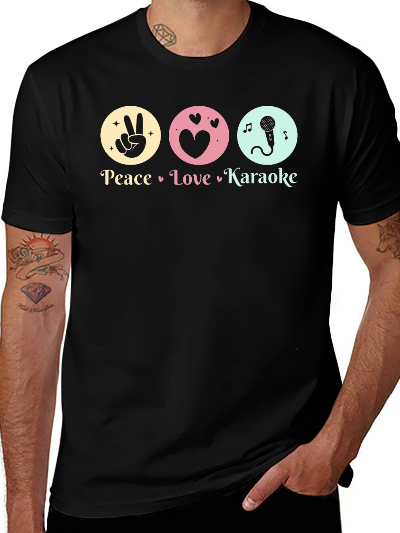 Variant 2 of Peace Love Karaoke T-Shirt - Fun Graphic Tee